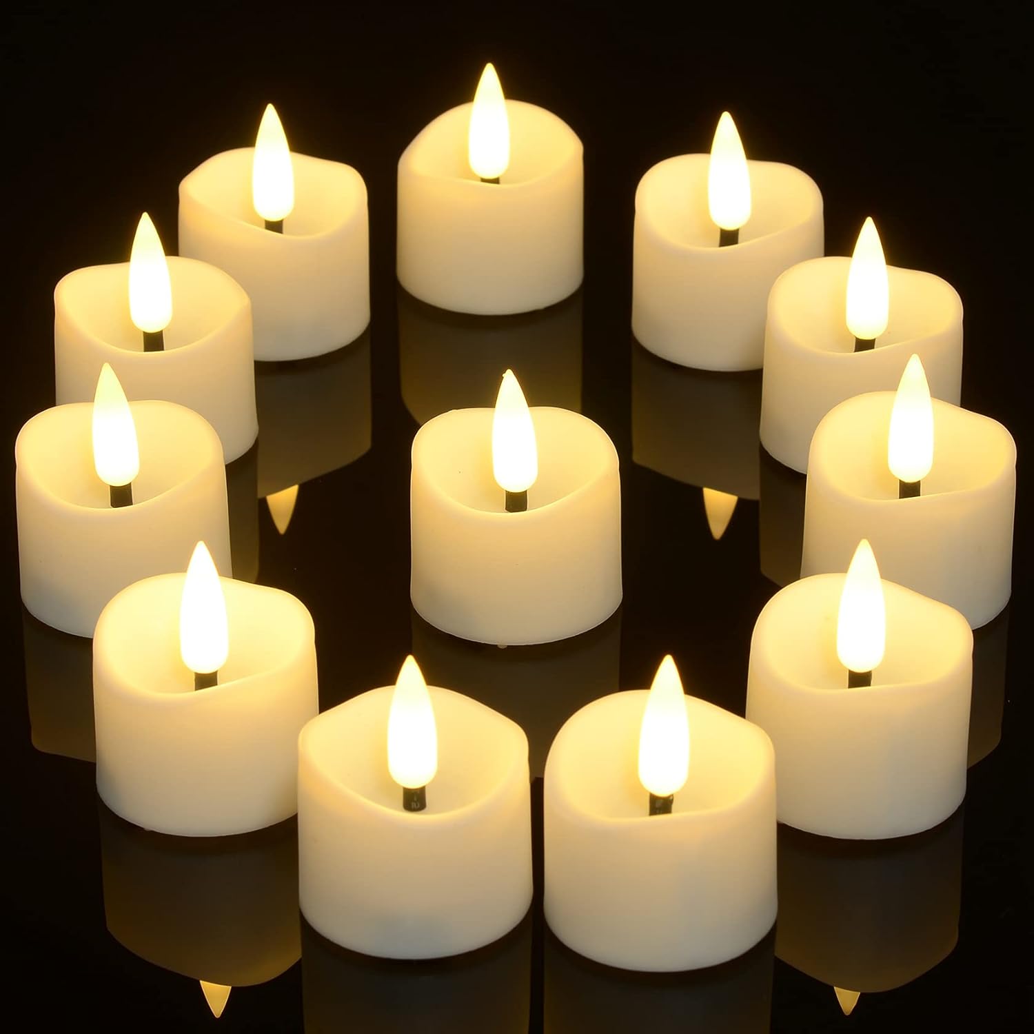 Punasi 12pcs LED Tea Lights Candles Battery Operated with Timer