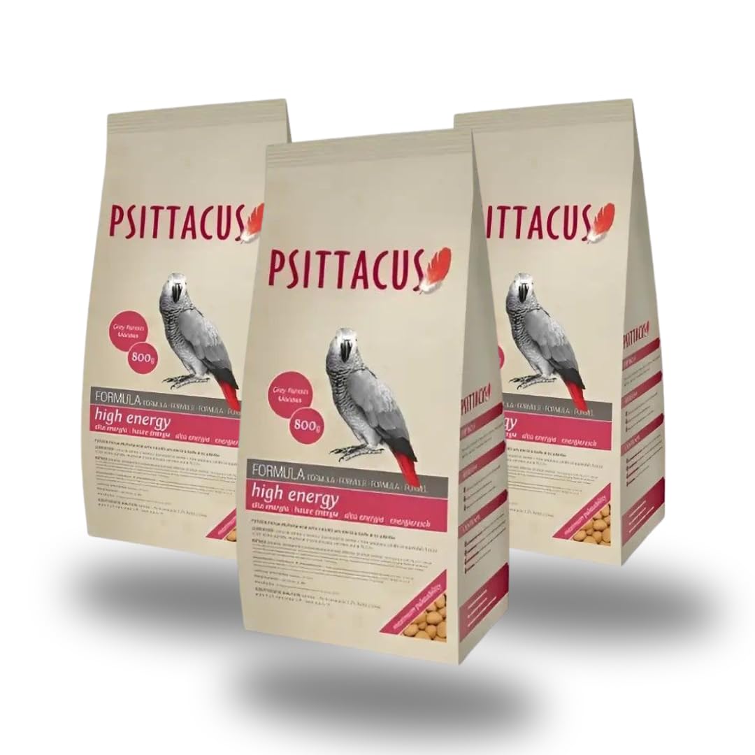 Psittacus High Energy Pack 3 x 800 g (2,4 kg Total) - Pienso Extrusionado Premium para Yacos, Guacamayos y Grandes Loros - Pack Ahorro