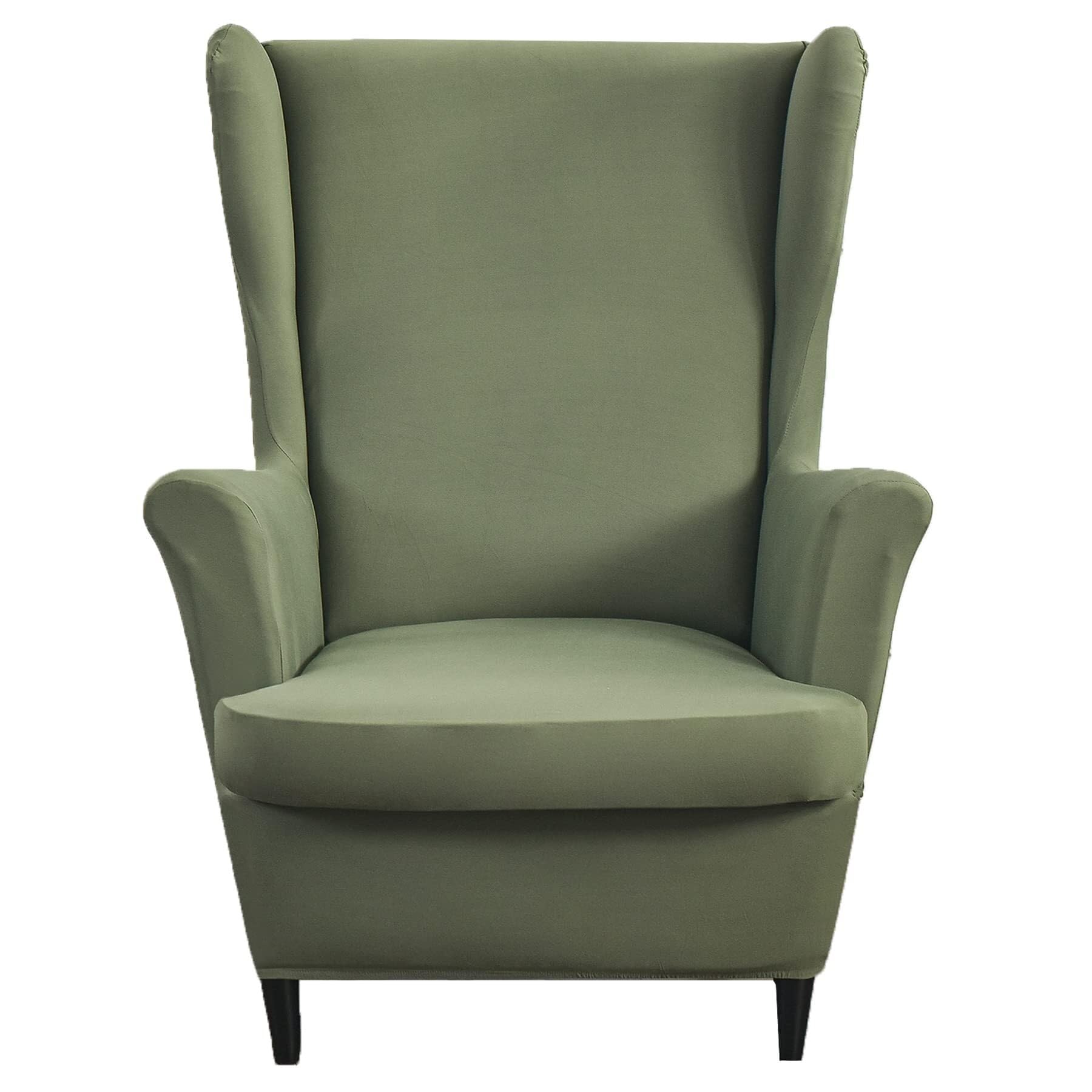 BEIWOSHA Wingback Chair Slipcovers 2 Piece,Stretch Spandex Wing Chair