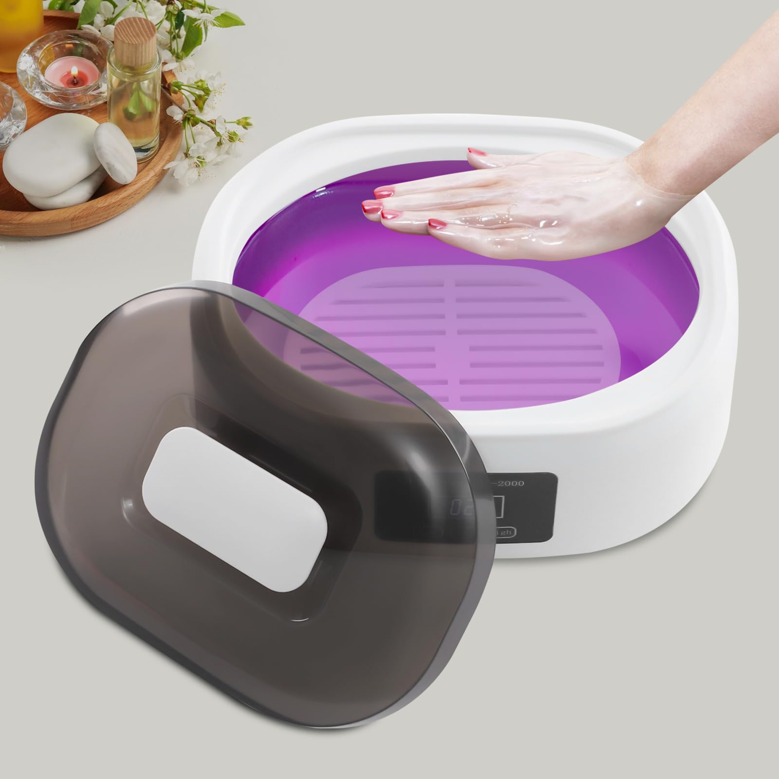 Bagno di paraffina per mani e piedi, set da 3400 ml di paraffina, idrata la pelle, scalda cera, per pelle secca, ruvida (bianco)