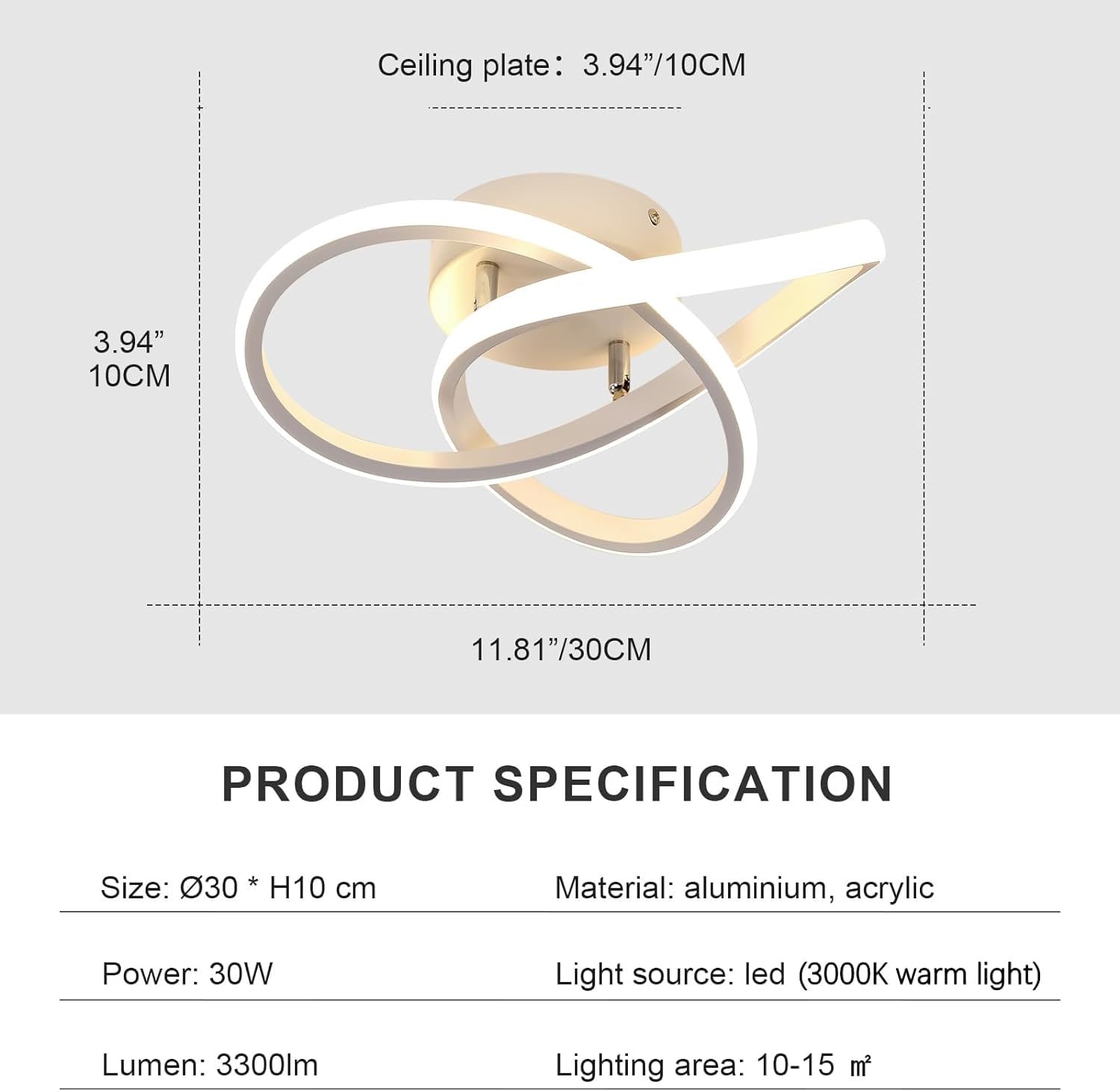 Comely Plafoniera LED Soffitto, 30W 3300LM Lampada da Soffitto Moderna, Luce Bianca Calda 3000K, Design Fiore Acrilico Lampadario LED Soffitto Bianco per Camera da Letto Soggiorno Cucina