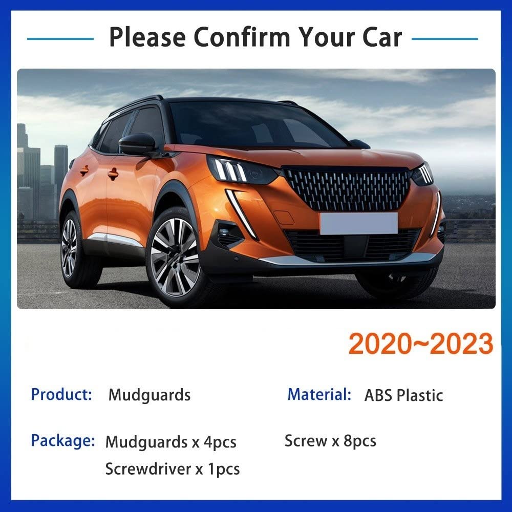 Bavettes Garde-Boue Avant Et Arrière 4 Pièces Pour Peugeot 2008 2020-2023 - Accessoires Voiture Protection