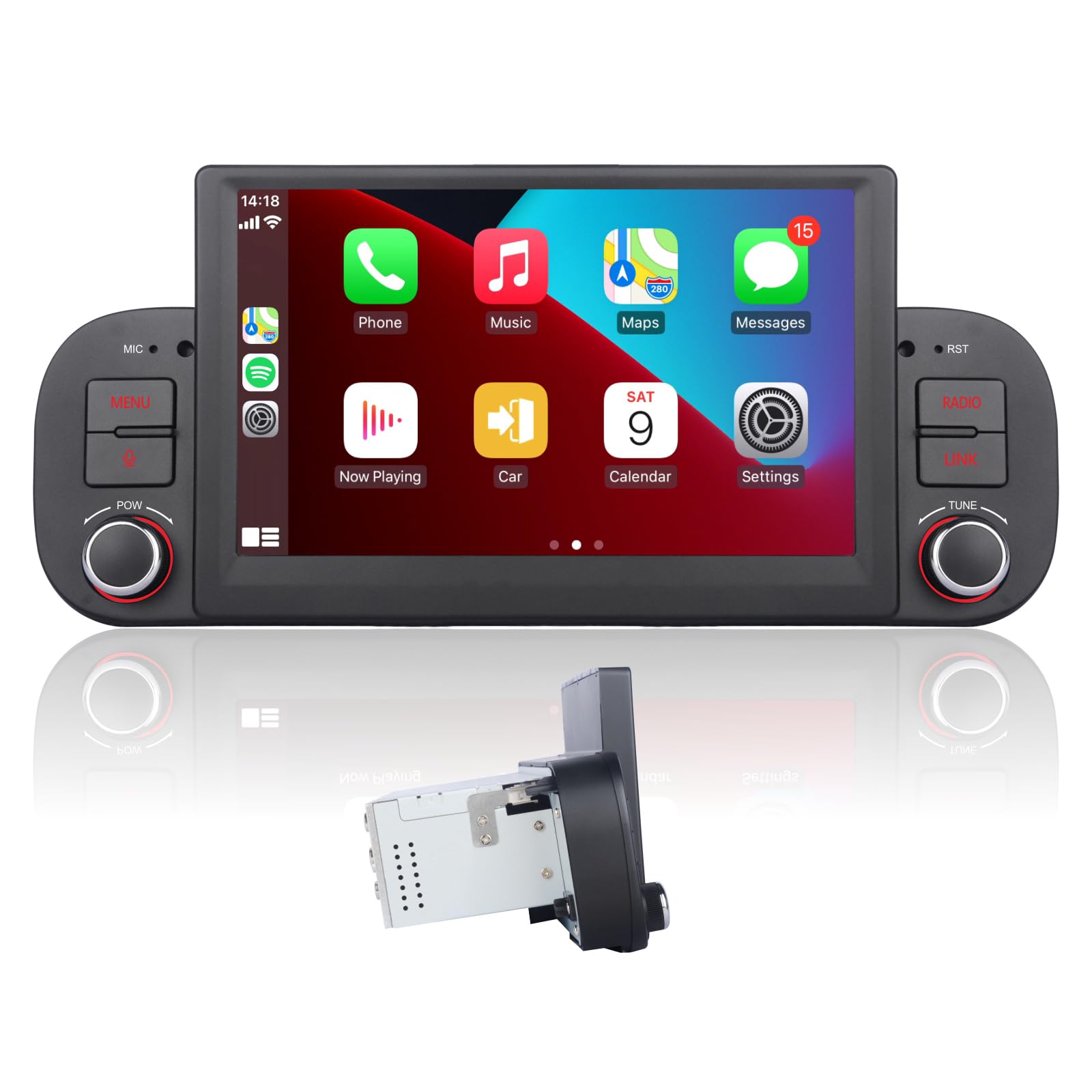YZKONG Auto Radio per FIAT Panda 2013-2020 Wireless Radio Apple CarPlay Android Auto Bluetooth 7 Pollici Touchscreen Auto Radio con AM FM RDS Mirror Link
