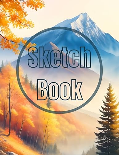 Sketch Book Premium watercolor Autumn in the Mountain view design cover page Sketchbook Blank Paper Pad 8.5" x 11" - 120 Pages Blank Paper Book For