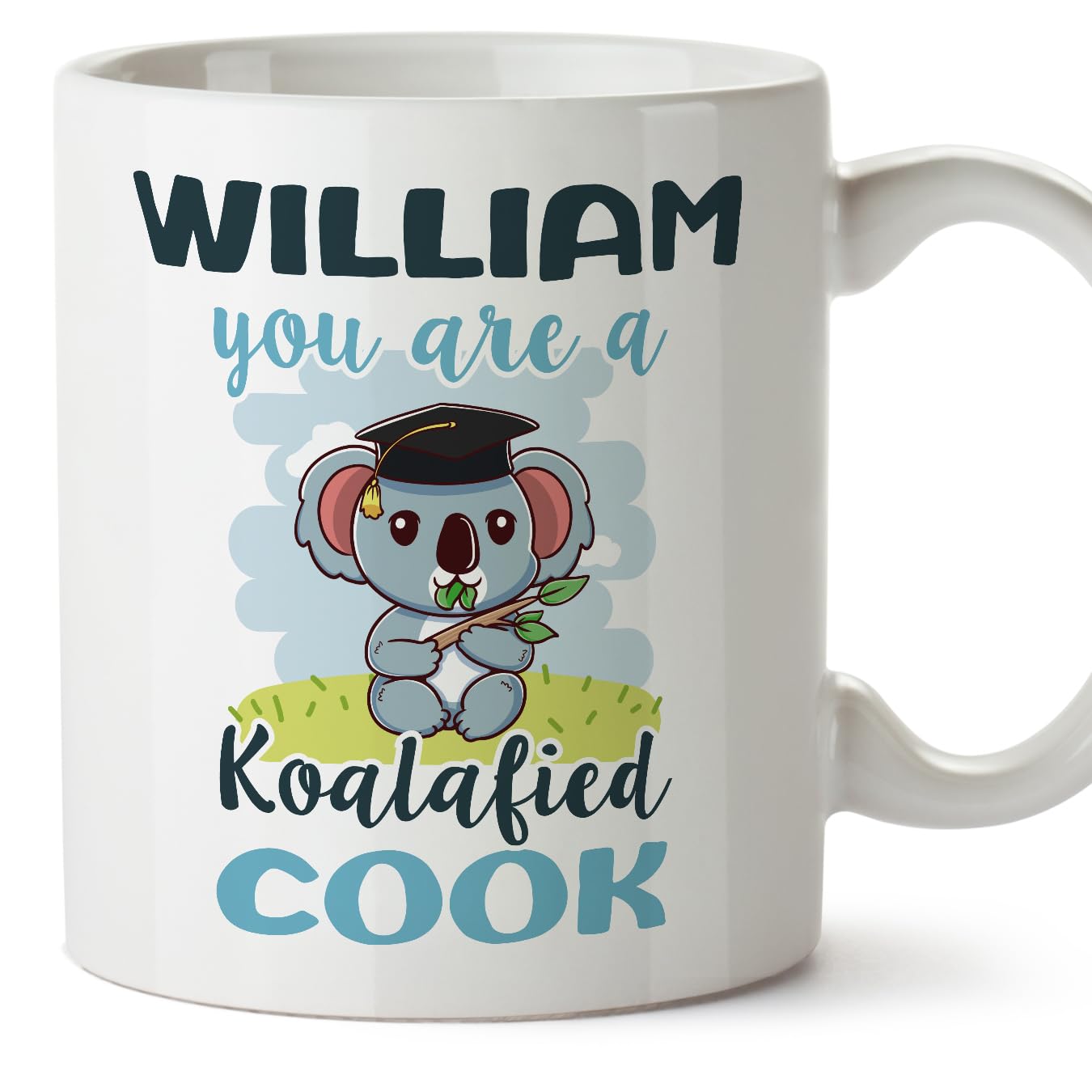 MUGFFINS Personalised Mug for Cook Man - in English - Custom Koalafied - Funny Custom Gift for Colleagues - Ceramic 11oz Mug