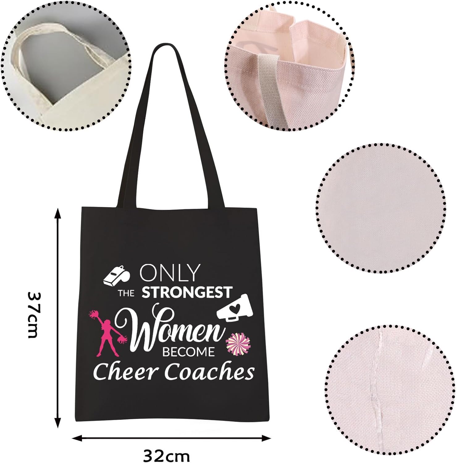 VAMSII Cheer Coach Tote Bag Cheerleading Coach Gifts Bag Cheerleading Gifts for Coaches Instructors Shoulder Bag(Women Cheer Coaches tote) - Image 4