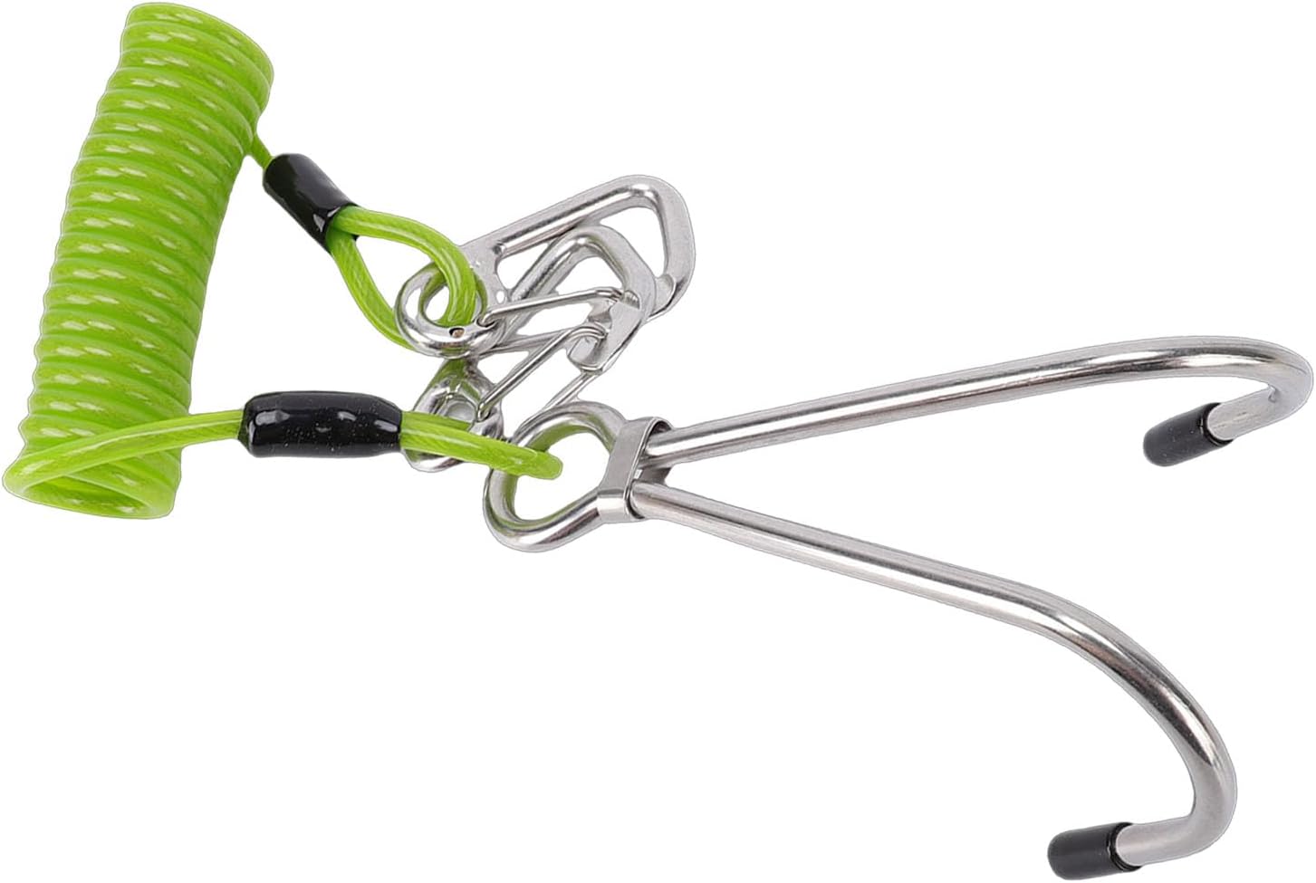 Fabater Diving Hook, 316 Stainless Steel Double Hook with D Buckle and Spring Coil for Drift Diving Underwater Photography Safety