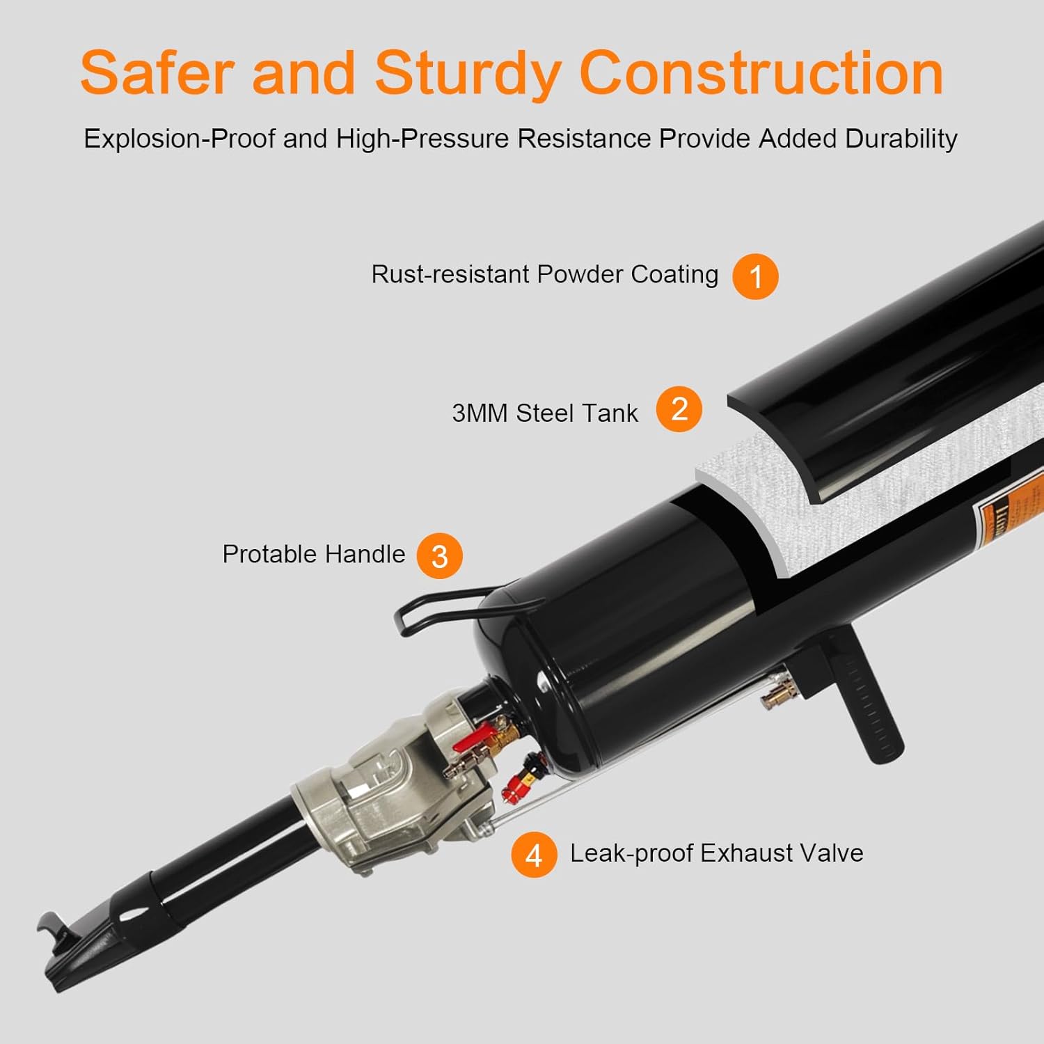Tire Bead Seater,3.2 Gal/12L Portable Tire Inflator Tool,145 PSI Handheld Trigger Seating Inflator,87-116 PSI Operating Pressure for Tractor Truck ATV Car and Automobile Repair