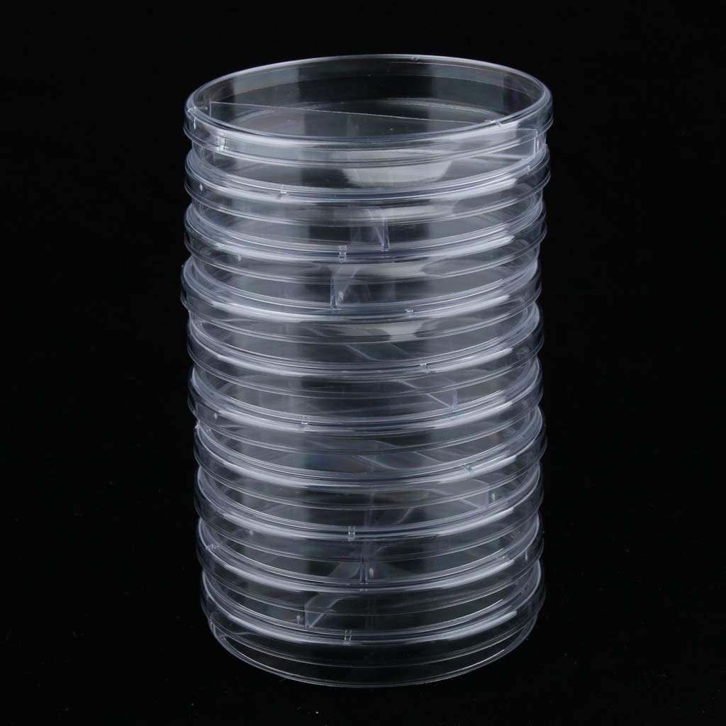Juego de 10 placas de Petri de plástico estéril para cultivo de tejidos celulares y tapa de 90 mm, 2 rejillas