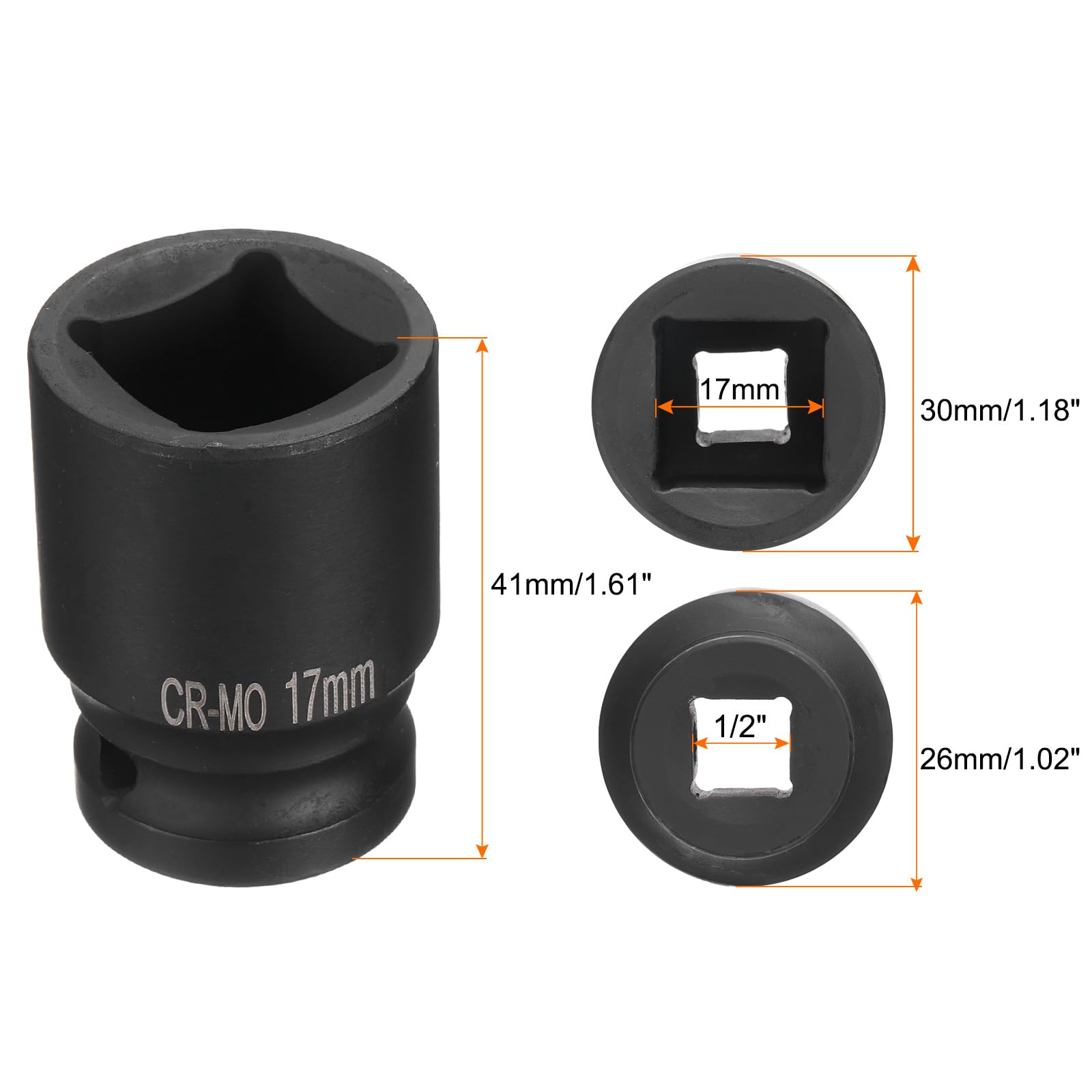 QUARKZMAN 4-punktowe gniazdo czworokątne 1/2" napęd 17 mm metryczne gniazdo czworokątne CR-MO zaciemnienie standardowe gniazda kół pneumatyczne narzędzie