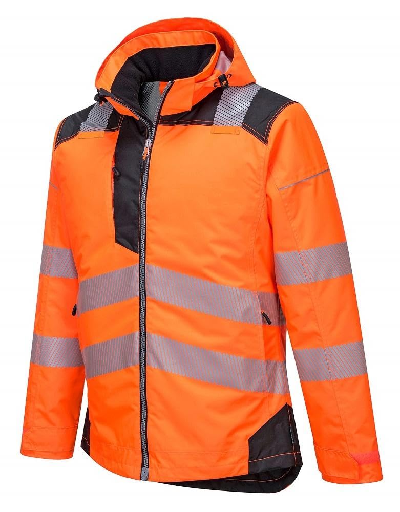 Portwest T400 Kurtka robocza PW3 Elementy Odblaskowe Elastyczna Konstrukcja | Pomarańczowy/Czarny, 4XL, EN ISO 20471 Klasa 3, EN 342, Długi Rękaw, 300D Oxford, Wodoodporność, Tkanina Wypełniająca, Zima