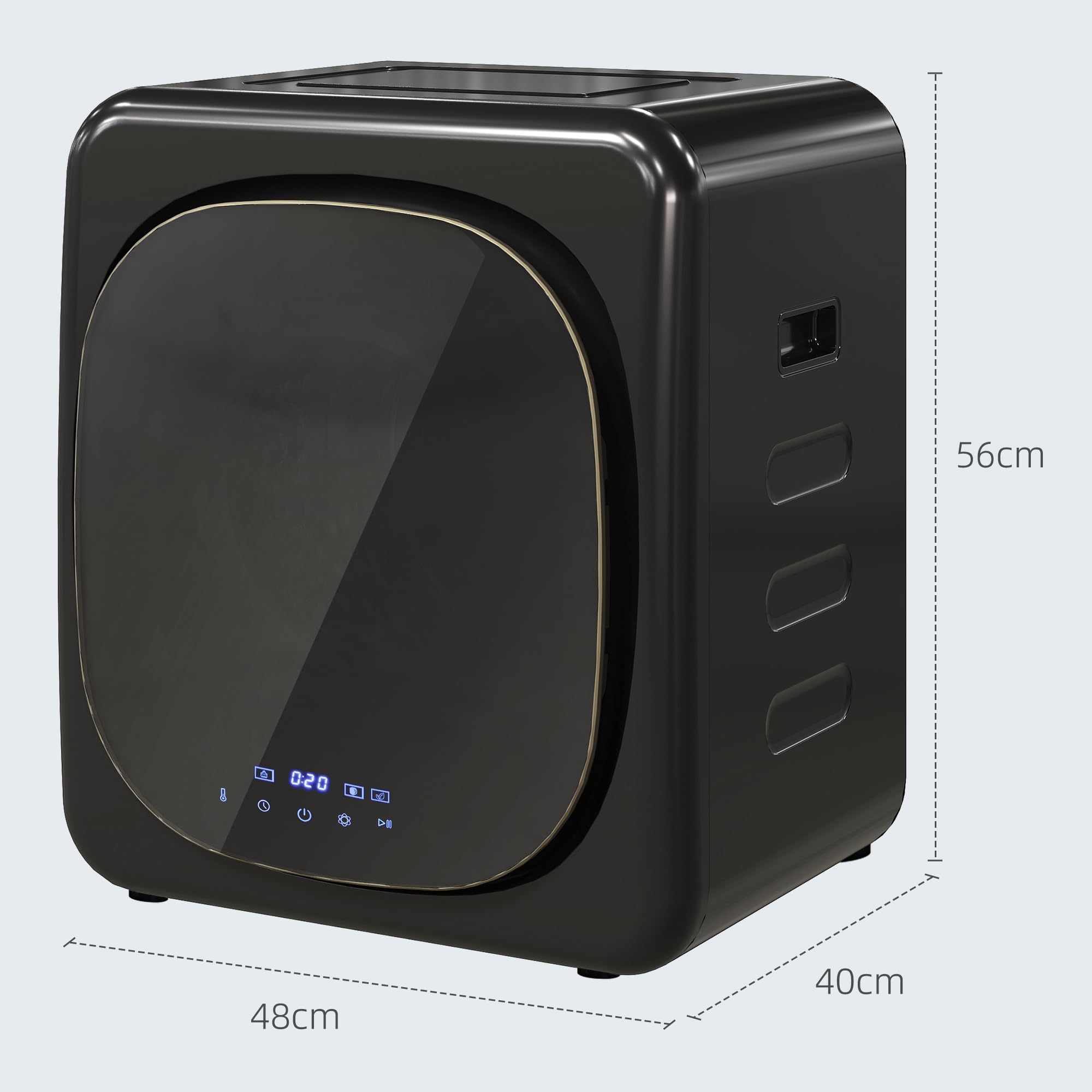 HOMCOM Mini sèche-linge 4 kg 800 W 6 programmes écran tactile LED montage mural protection contre la surchauffe