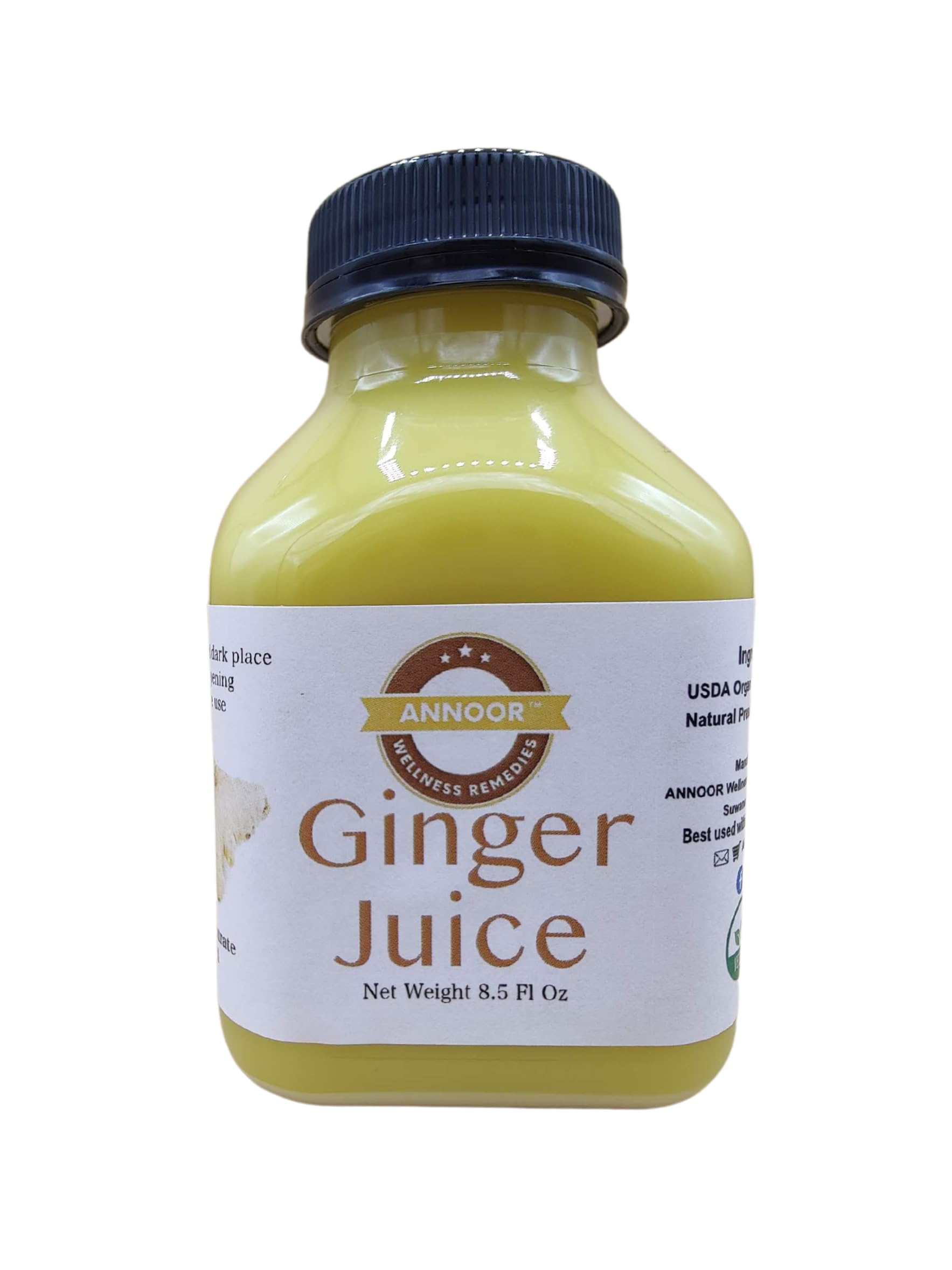 Ginger Juice by Annoor | 8.5 Fl Oz | NFC | Raw, Strong, Concentrate and No pulp. Use for Spicy, Zesty & warming kick, Soothing & refreshing ginger tea, marinade, sauces, refreshing lemonade