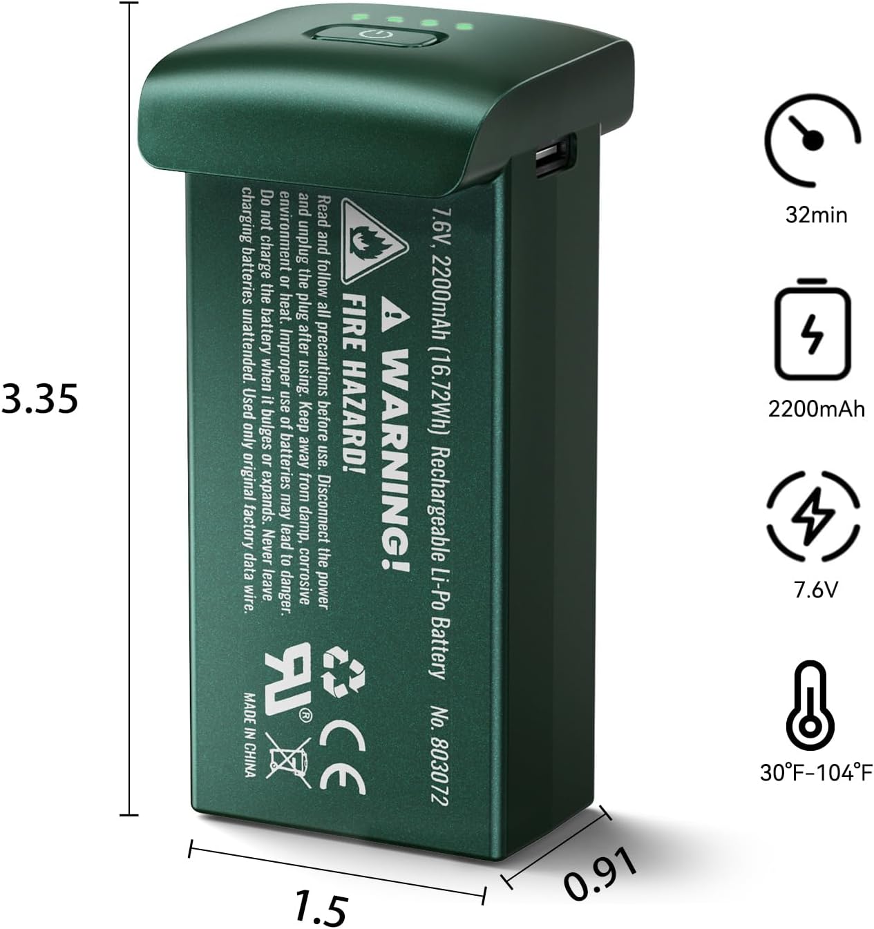 Gleesfun Replacement Battery for G11MINI 4K Drone with Camera 4k, 7.6v 2200mah Lithium Ion Spare Drone Battery with Type-C Charging Cable