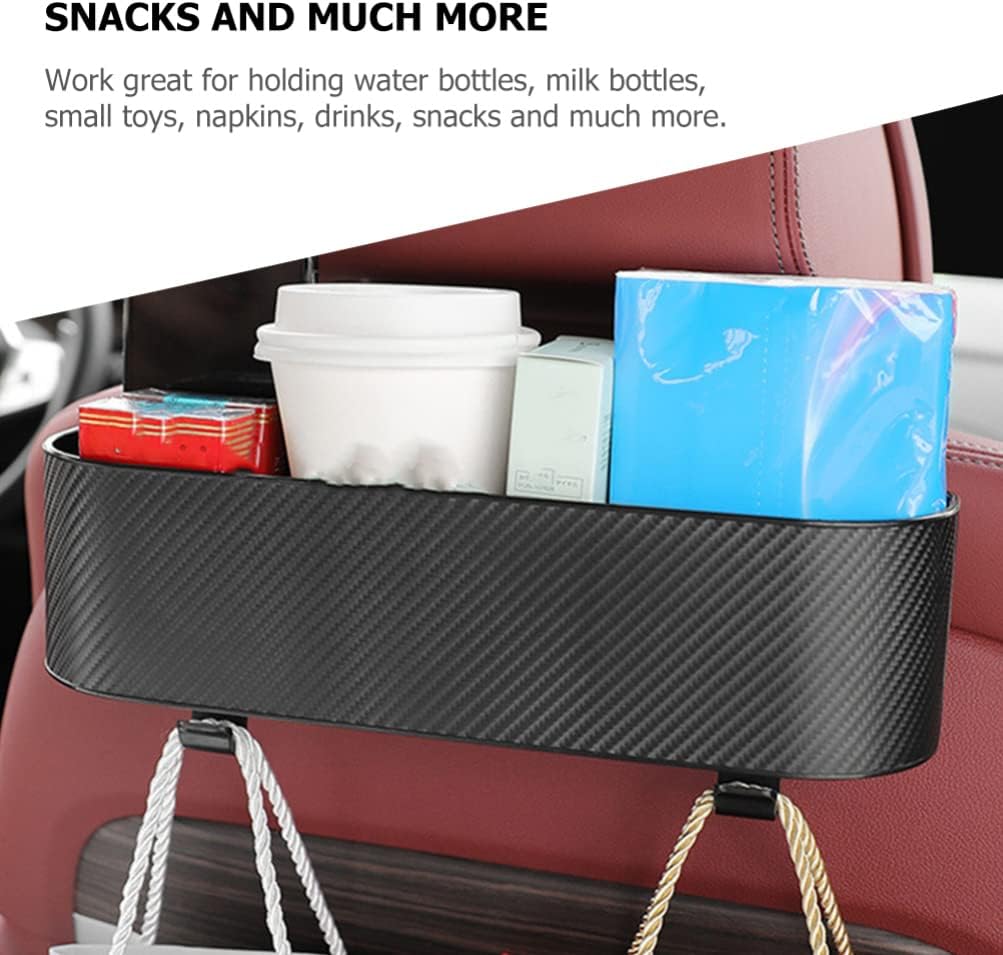 FAVOMOTO Car Headrest Backseat Organizer Multi-functional Seat Back Storage Box with Car Hooks Cup Holder for Water Bottles Tissue Toys