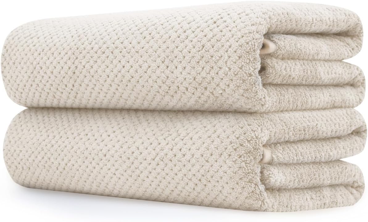 extra large bath towel set of 2 (35"x70"),oversized bath sheet super soft highly absorbent jumbo bathroom towel set microfibers quick dry shower towel for hotel,bathroom,guest,spa,gym (2pcs khaki) khaki bath towels bath towels 2 piece
