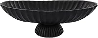 Artrhyt 14.5" Black Fluted Scalloped Large Decorative Long Bowl - Stylish Key Fruit Bowl for Kitchen Counter Entry Table Home Decor