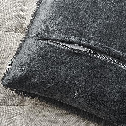 Image of Lumbar Pillow Covers for Couch Faux Fur Decorative Pillows 12x20 Inch