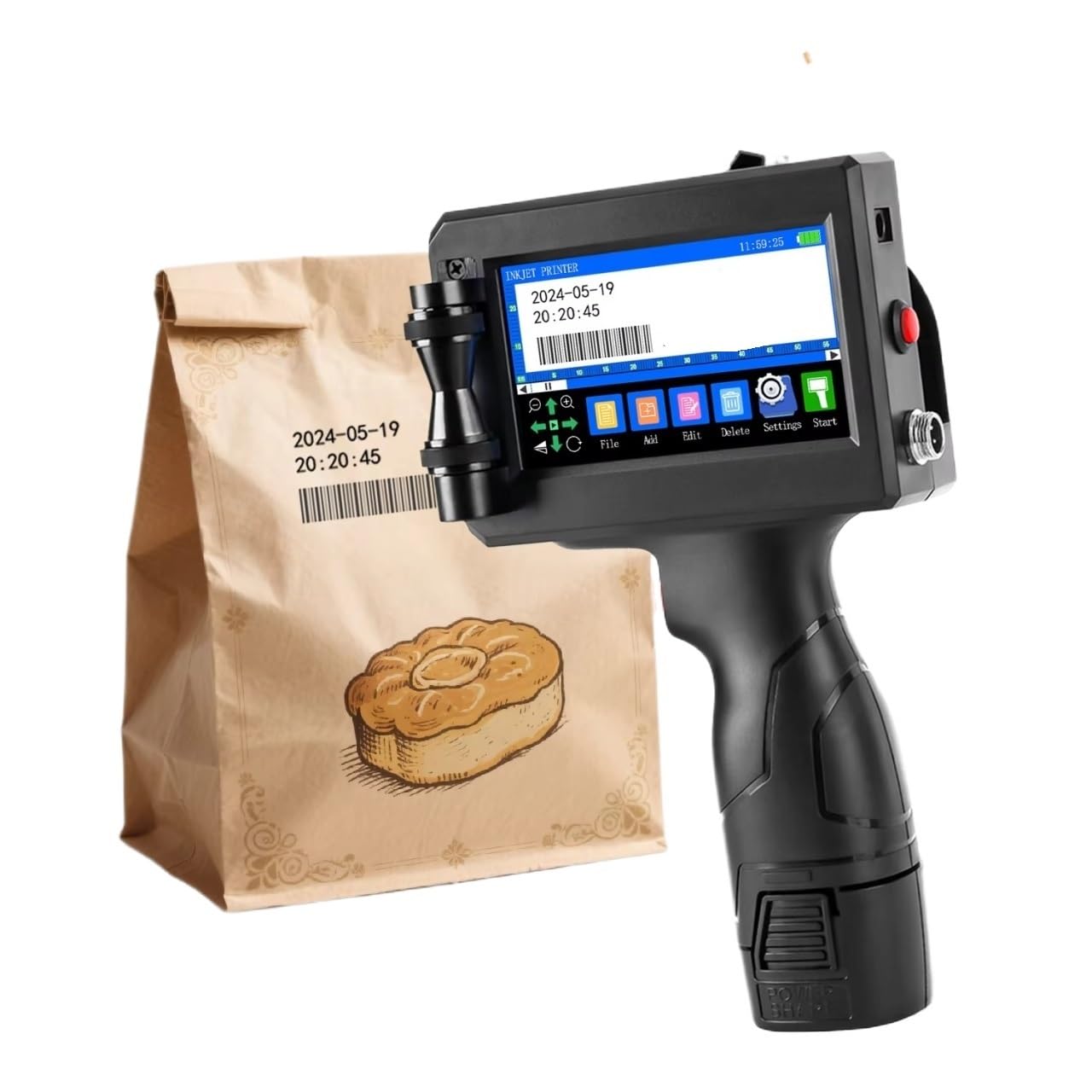 CVFRDD Hot Stamping Machine Kit Portable Printer 12.7mm/25.4mm Handheld Inkjet Batch Number Logo Date QR Barcode Image Label Coding Machine