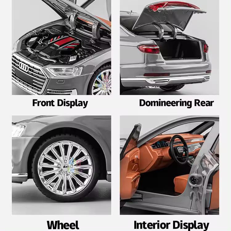 Image of Invite Enterprise 1:24 Audi A8 Luxury Car Alloy Model Car Toy Diecast Sound Light Car Toys Vehicle【Color as per stock】