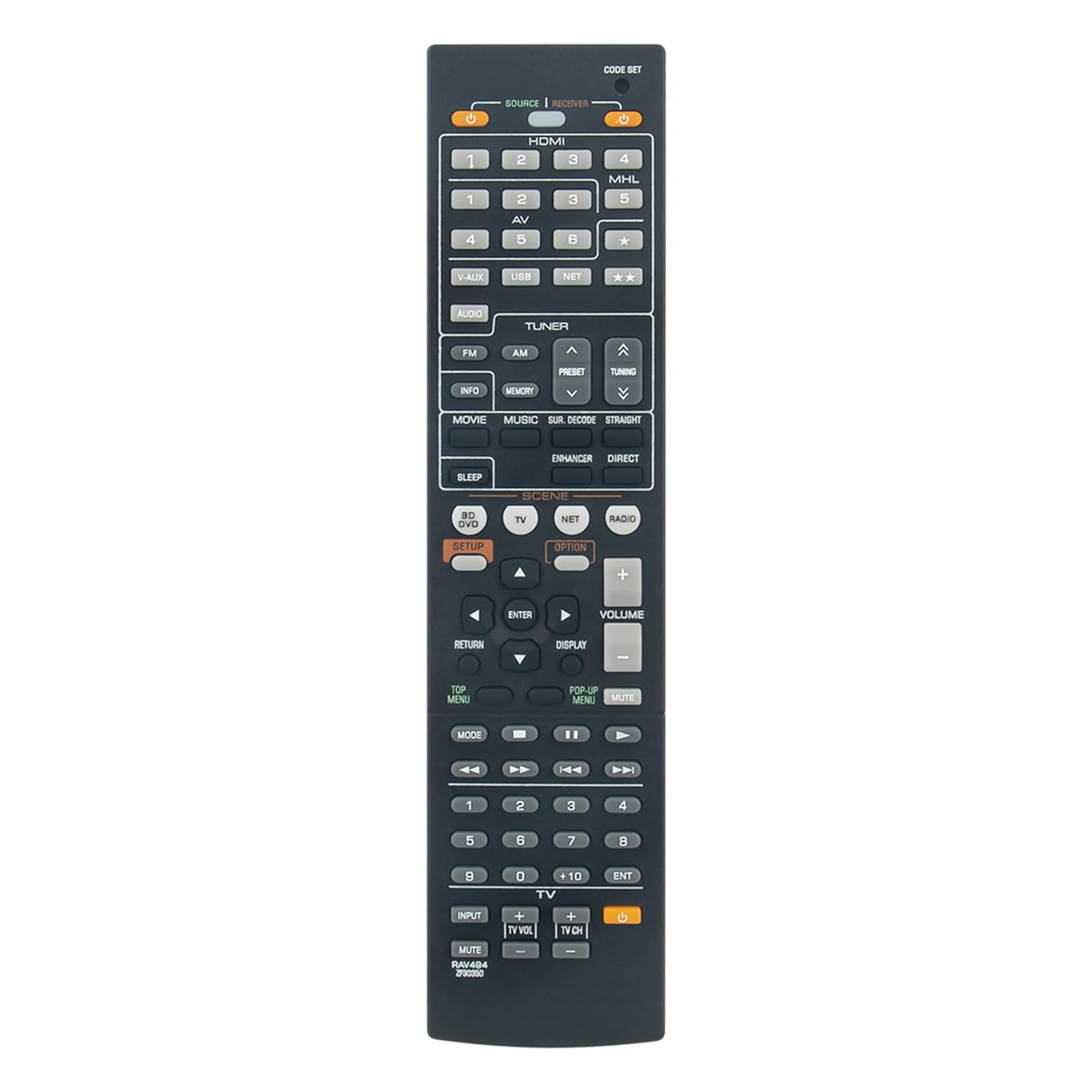 ALLIMITY Telecomando Sostitutivo RAV494 ZF30350 Per Yamaha Audio HTR-4066 RX-V475 - 3