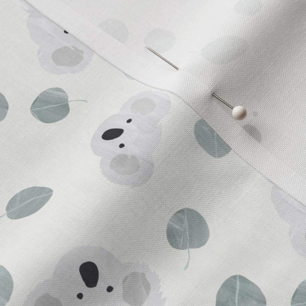 Spoonflower Fabric - Inch Australian Eucalyptus Leaves Animals Kids Koala Gender Neutral Printed on Petal Signature Cotton Fabric by The Yard - Sewing Quilting Apparel Crafts Decor