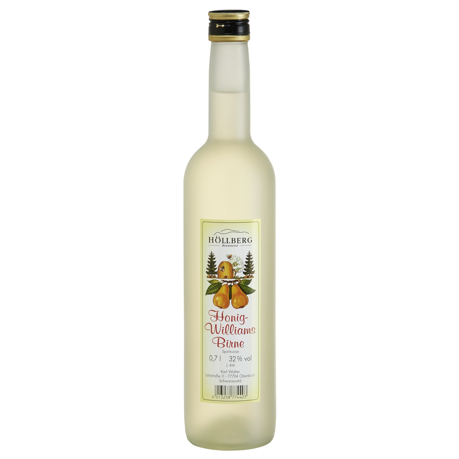 Original Höllberg Honig Williams Birne 32% vol. 0.7L | Edler Premium Obstbrand aus Deutschland | Das perfekte Geschenk für Männer