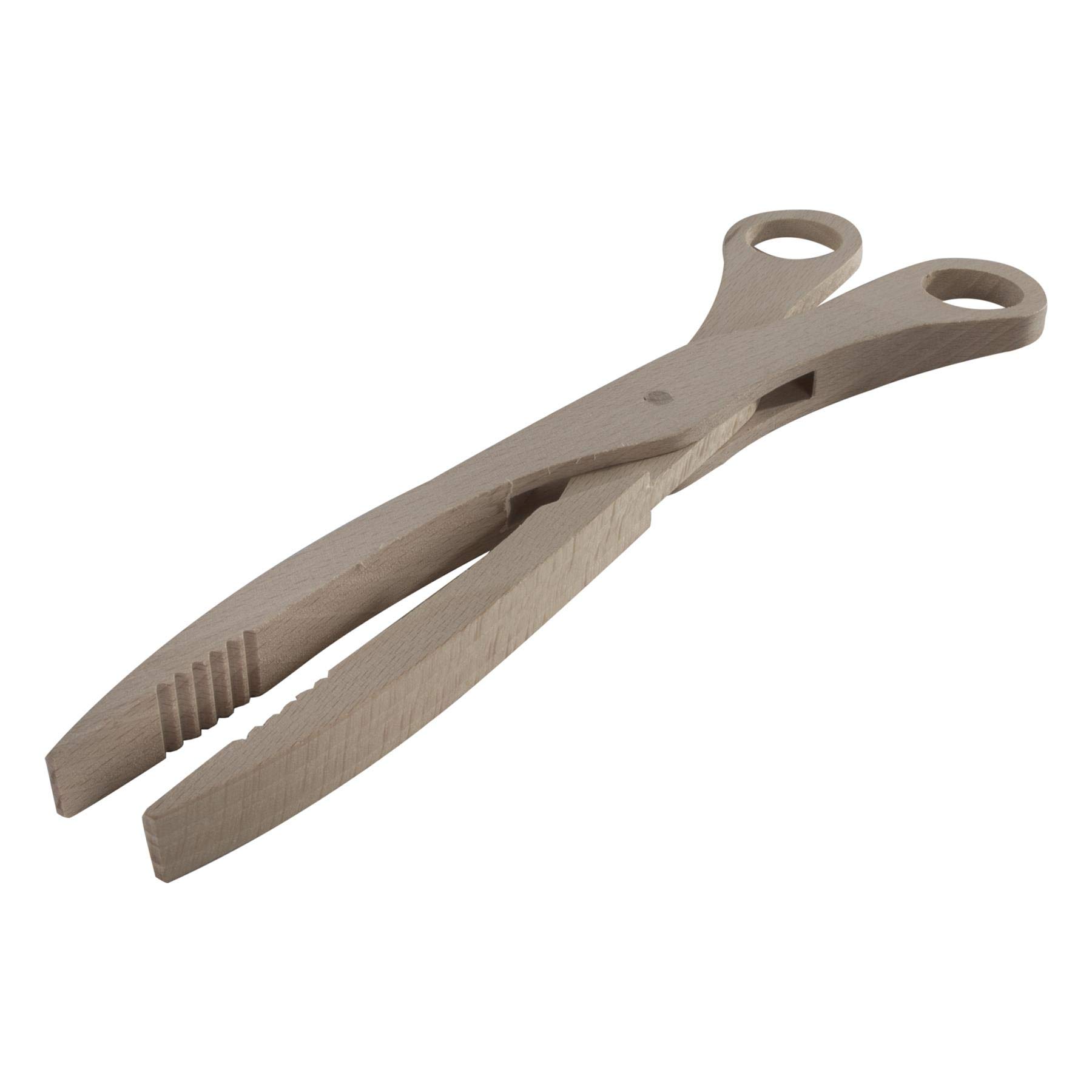 Woodeedoo Natural 1 Piece Beech Wood Bbq Scissors Tongs (L) 27 Cm (10.6") Grill Toaster Serving Utensil