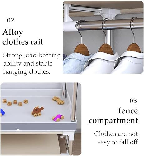 Miniatura 7 de Armarios grandes Armario portátil con cajón Armarios para dormitorio colgante de metal hierro ropa armario ahorra espacio armario ahorro de espacio