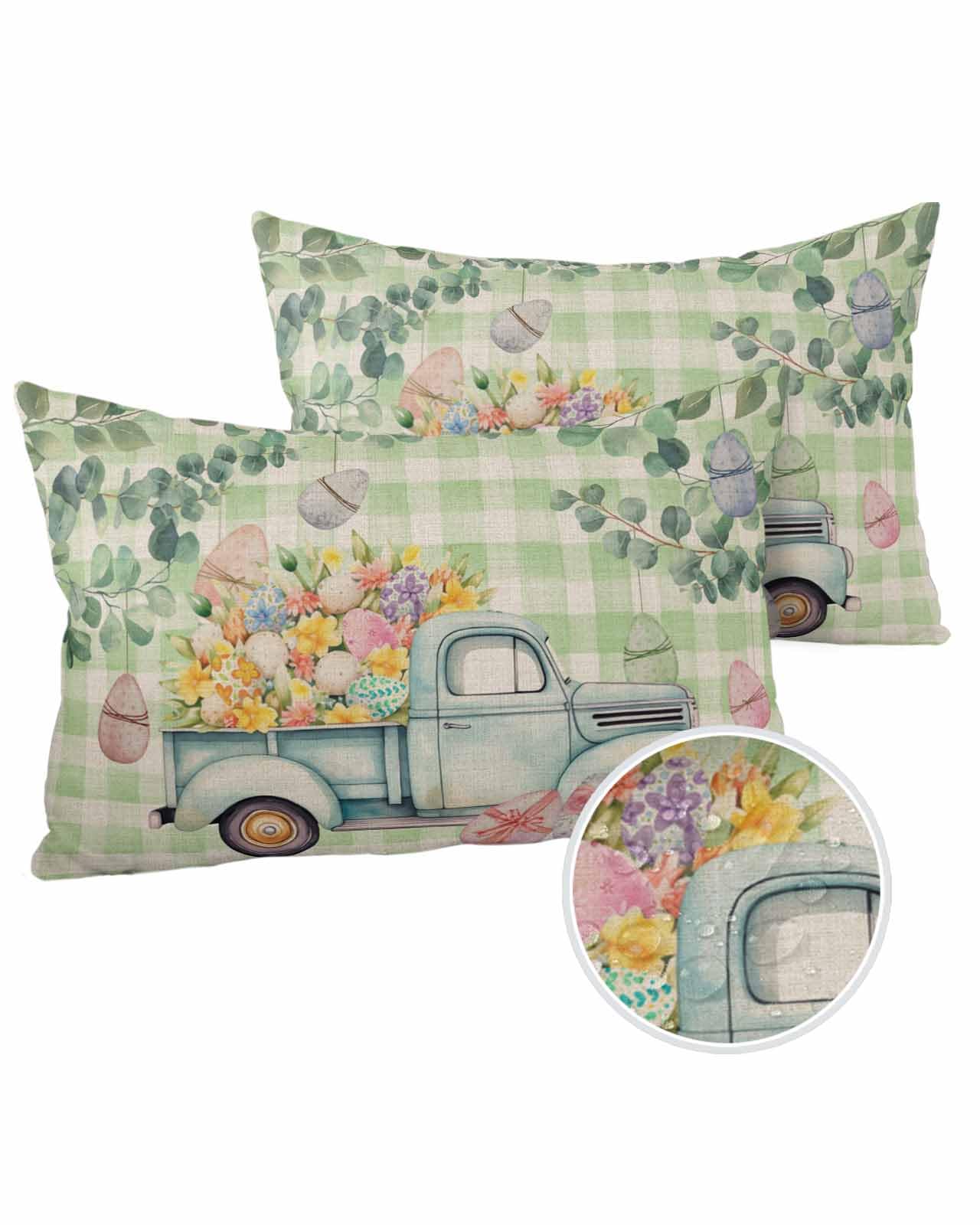 LEOKOTI Teal Spring Easter Outdoor Pillow Covers 20