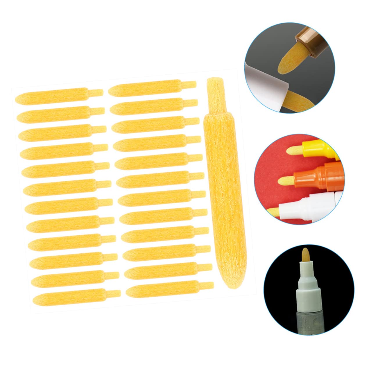 HOMSFOU 5 Sätze Ersatzminen Für Lackstifte Ersatzspitzen Für Lackmarker Ersatzspitzen Für Pinselspitzen Nachfüllbare Markierstifte Pinselstiftspitze Gelbe Polyester 60 Stück * 5