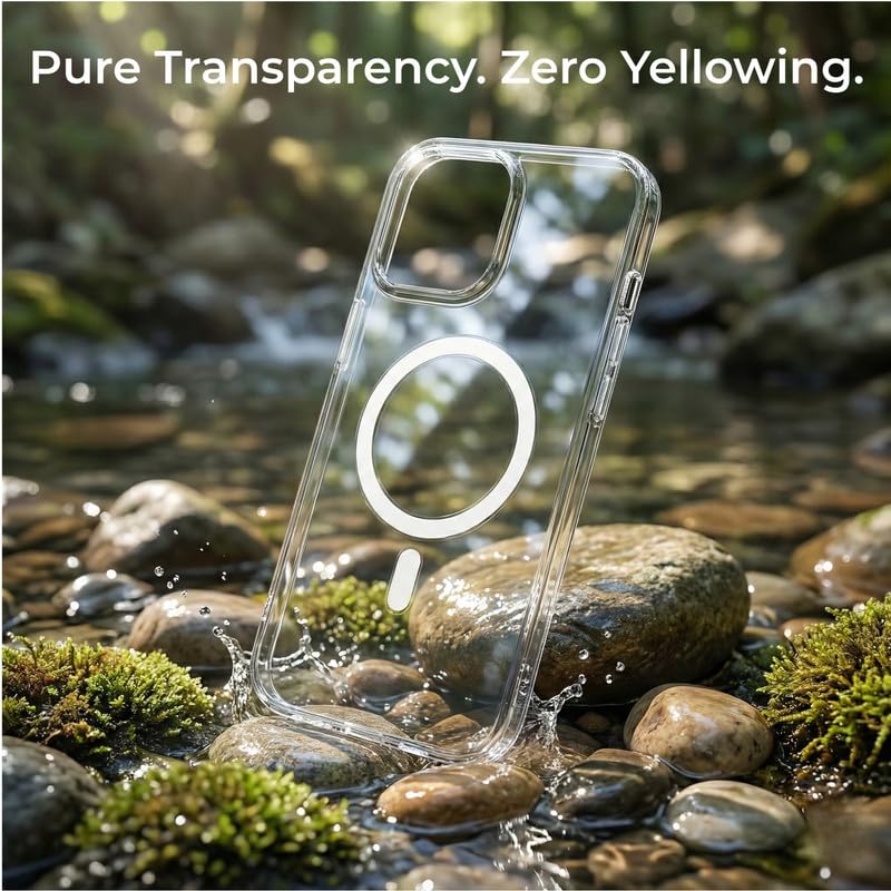 Image of Anti Yellow Clear Magnet Case for iPhone 12 Pro, Premium Polycarbonate, Ultra Strong Magnets, 360 Drop Protection, Raised Camera Protection, MagSafe Compatible