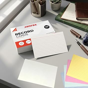 Pack of 100 White Plain 5x3 Record Cards – Blank Study Index Cards for Notes, Revision