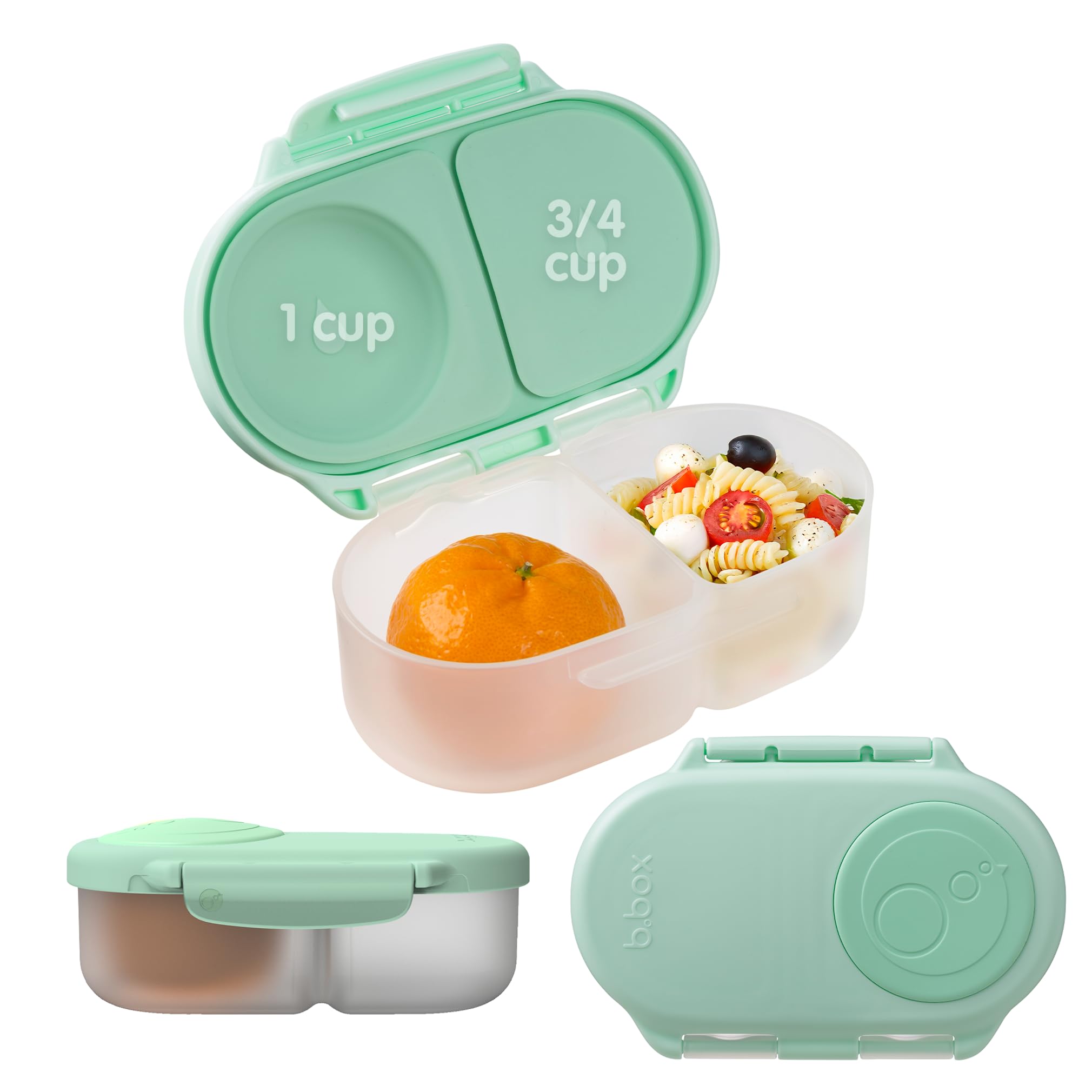b.box Snackbox | Mini Bento Lunch Box with 2 Leakproof Compartments | Ideal for Toddlers, Kids Lunch and Snacks | Fits Whole Piece of Fruit | BPA Free
