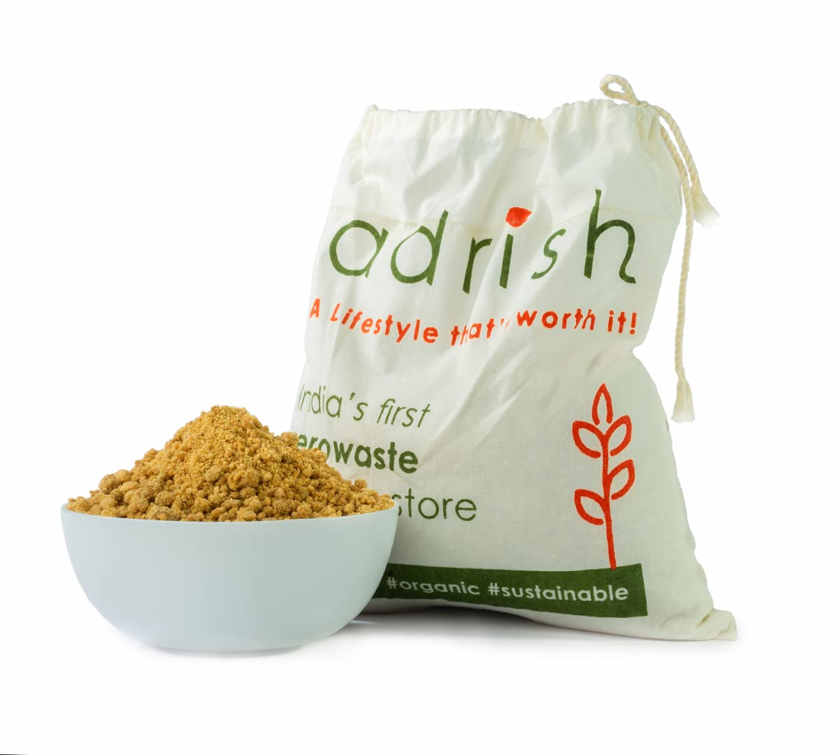 Adrish Zerowaste Organic Jaggery Powder (500g) - Sugarcane Jaggery Powder | Unrefined Gud Powder | Hand Crushed Jaggery Powder | Natural Sweetener | Handmade Gud Powder