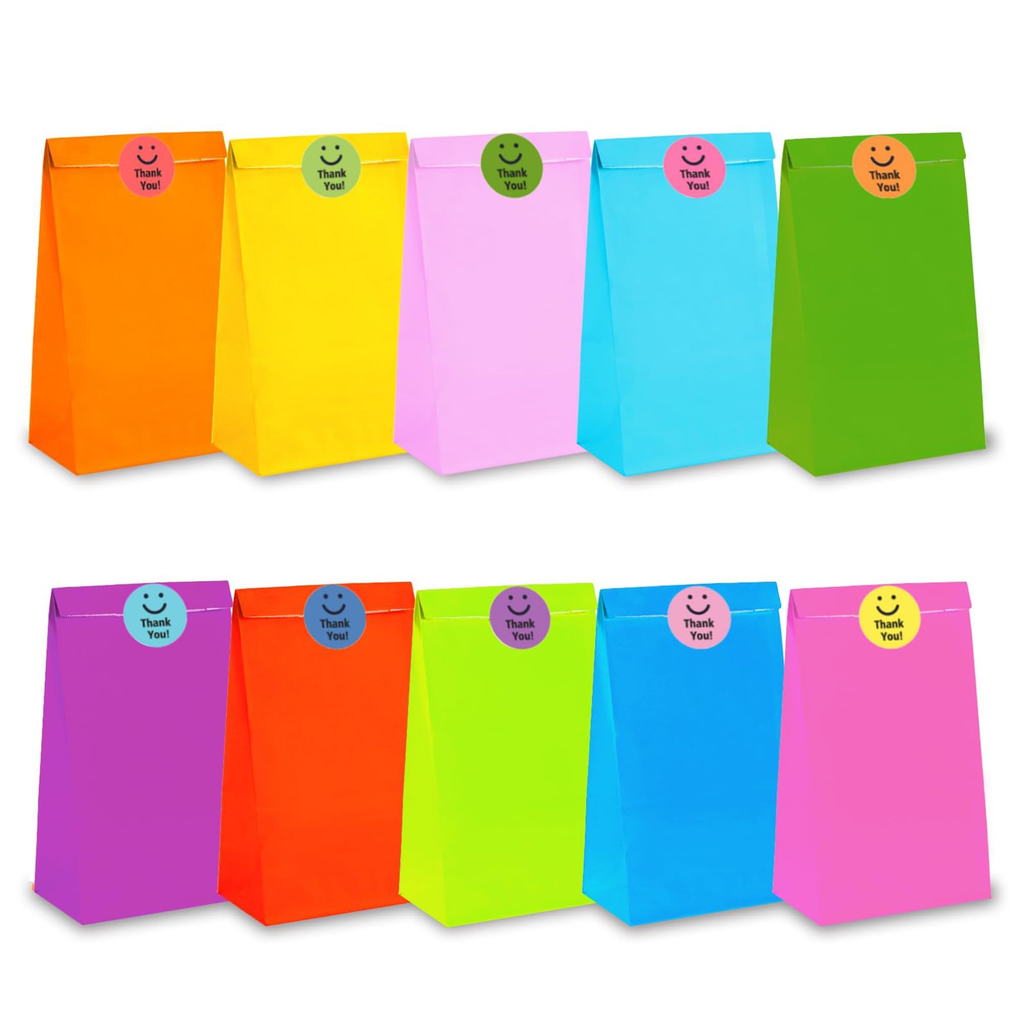 40 PCS Paper Party Bags, Kraft Gift Bags, Kids Party Bag with 40 Stickers, Party Bag for Party, Class, Birthday, Wedding (130 × 80 × 240mm)