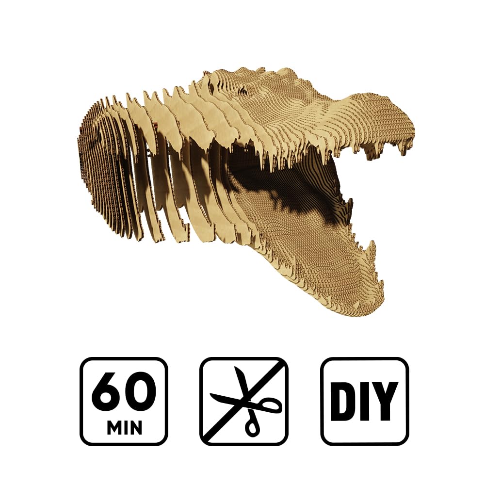 Crocodile Puzzle 3D en Carton – Maquette à Monter | 99 Pièces, 22 × 18 × 14 cm – Kit Sculpture DIY à Peindre, Matériaux Recyclés, Ados & Adultes, Idée Cadeau Déco