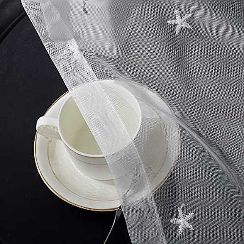 Booque Valley Floral Sheer Curtains, 84 Inches Long Rod Pocket Elegant White Floral Embroidered Window Drapes Lace Window Gauze For Living Room Bedroom 2 Panel W52 X L84 Inches #TOP7