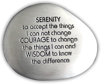 Cathedral Art Serenity Prayer Soothing Stone - Engraved Rock with Inspirational Words, Mindfulness and Meditation Stones for Stress, Worry, and Anxiety, 1-1/2-Inch, Silver