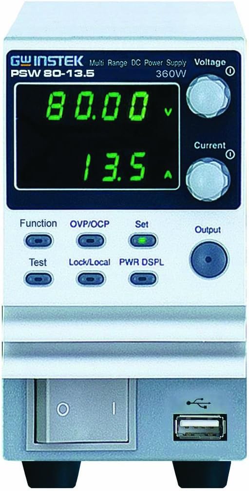 GW Instek PSW 80-13.5 Programmable Multi-Range Switching DC Power Supplies, 0-80 Volts, 0-13.5 Amps, 360 Watts