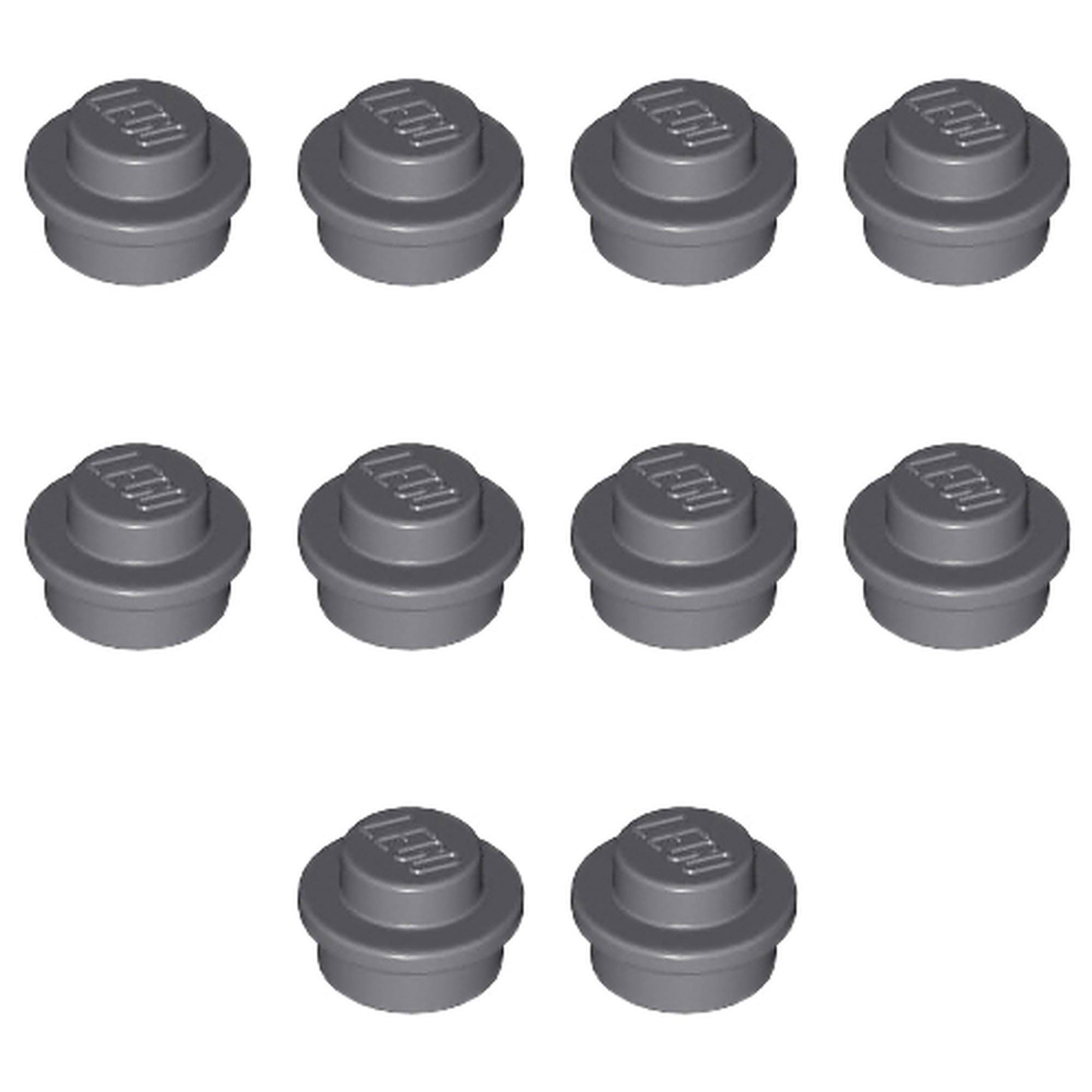 LEGO Plate, Round 1 x 1, Part 4073 (Dark Bluish Gray, 10, Bricks)