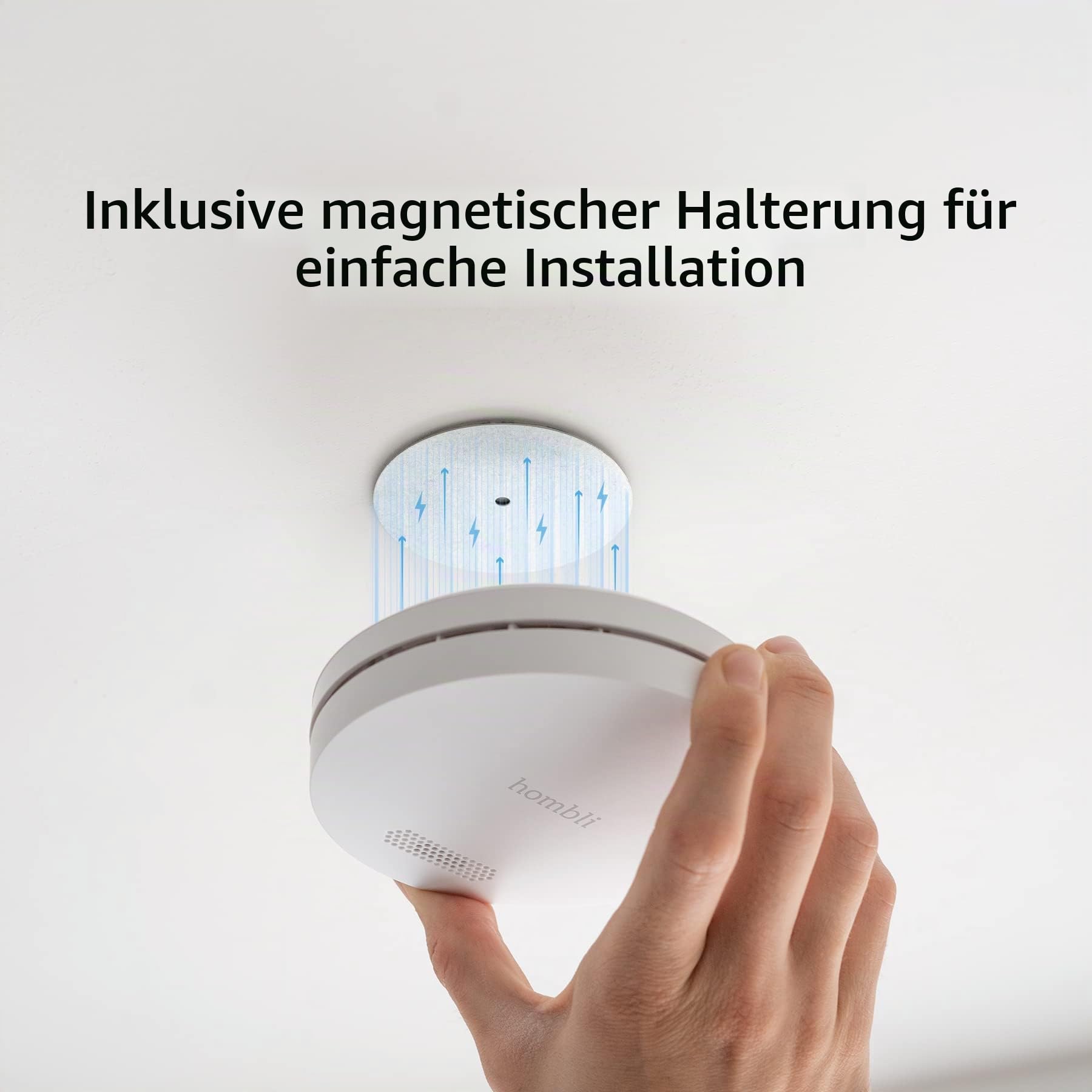 Hombli Smart Rauchmelder 10 Jahren Batterielaufzeit, 85 dB Alarm, Magnethalterung, kompatibel mit Google, Alexa und Siri WLAN, App - 3er Set, Weiß | App-Steuerung, kompatibel mit Alexa, Google, Siri, Magnethalterung, App, 3er Set, niederländische Marke fü
