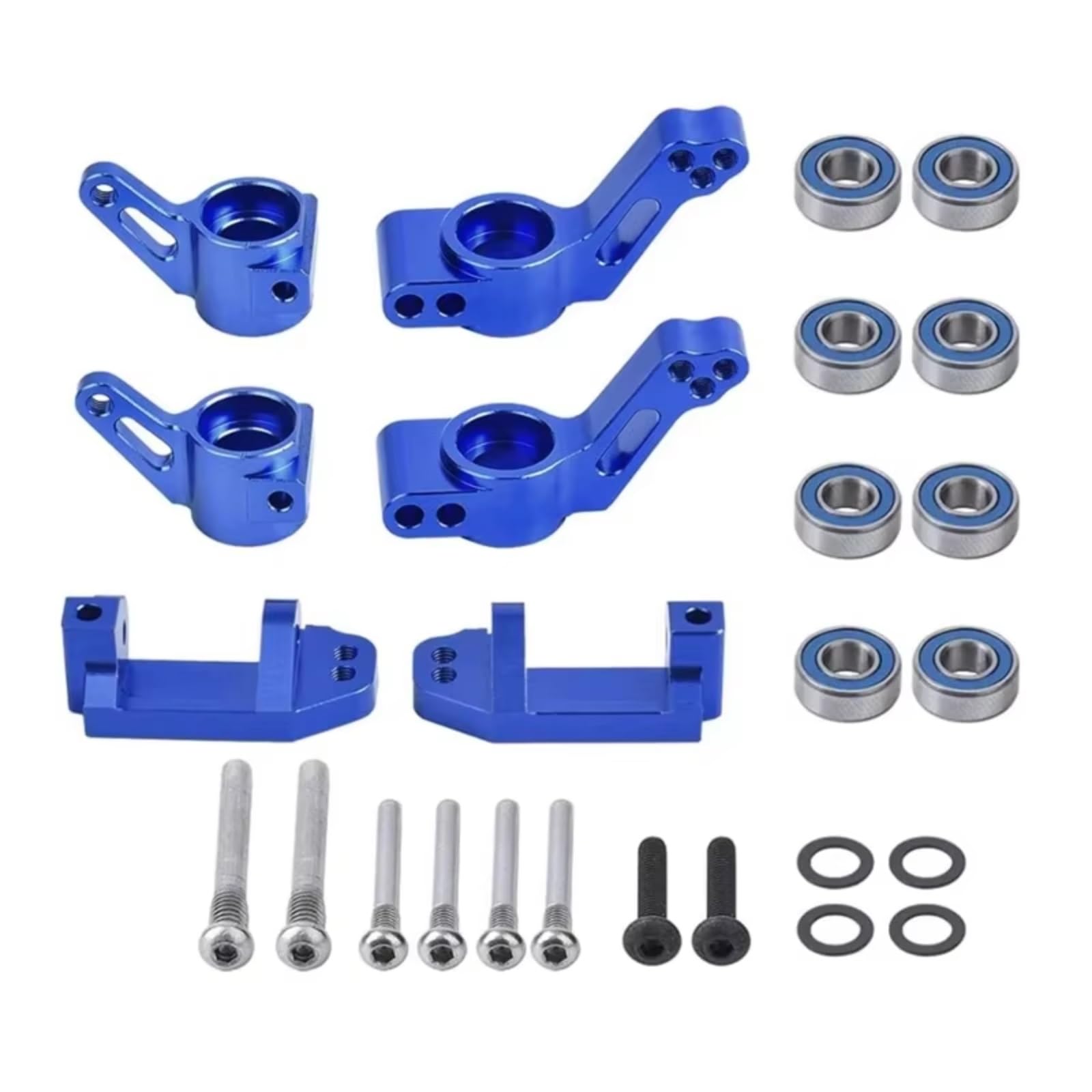Genérico Piezas Coche RC para Traxxas para Slash para Stampede para Rustler 1/10 Bloque Dirección Ruedas Delanteras Metal Kit Soportes Ejes Traseros Piezas Tracción Dos Ruedas(Blue)