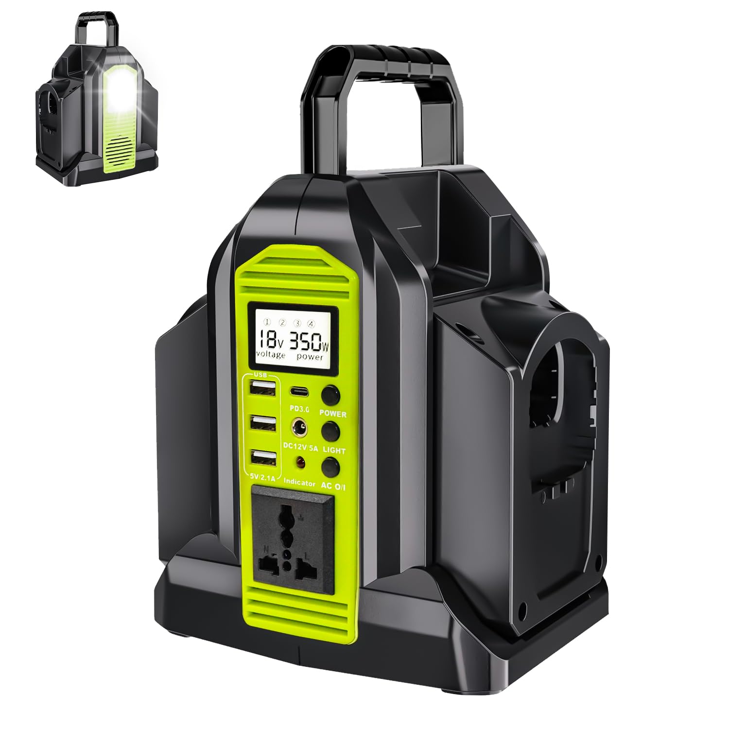 Onduleur à onde sinusoïdale pure 350 W, alimentation CC 18 V à 230 V/240 V AC, compatible avec les batteries au lithium Ryobi 18 V (batterie non incluse) | Convertisseur de puissance sans fil portable