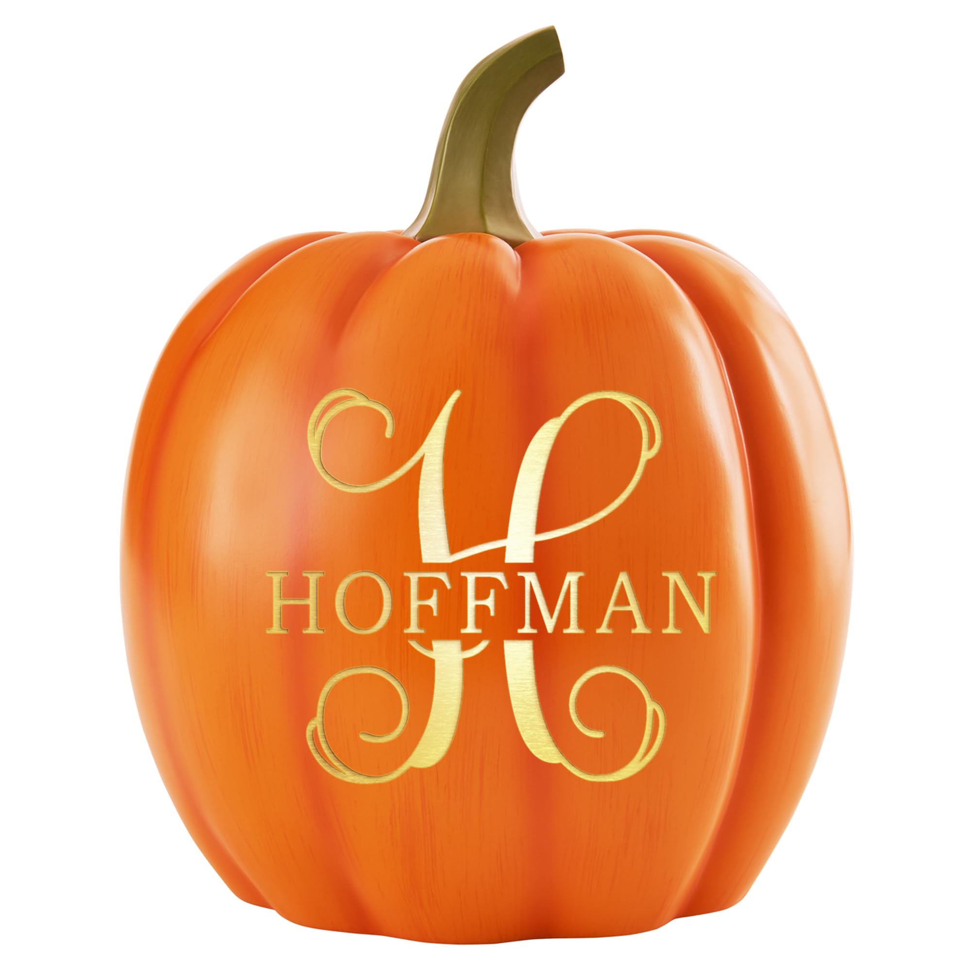 Let's Make Memories Personalized Light Up Pumpkin - Family Name Jack-O-Lantern Halloween Décor - Your Name & Initial on a Custom Pumpkin - Fall - Light Up Indoors/Outdoors - Large - Orange