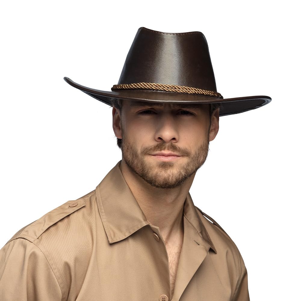 Boland Adult Outback Cowboy Hat – Brown Western Fancy Dress Accessory for Men and Women – Australian Style Hat for Festival, Carnival, Rodeo, Halloween, Costume and Theme Party – One Size
