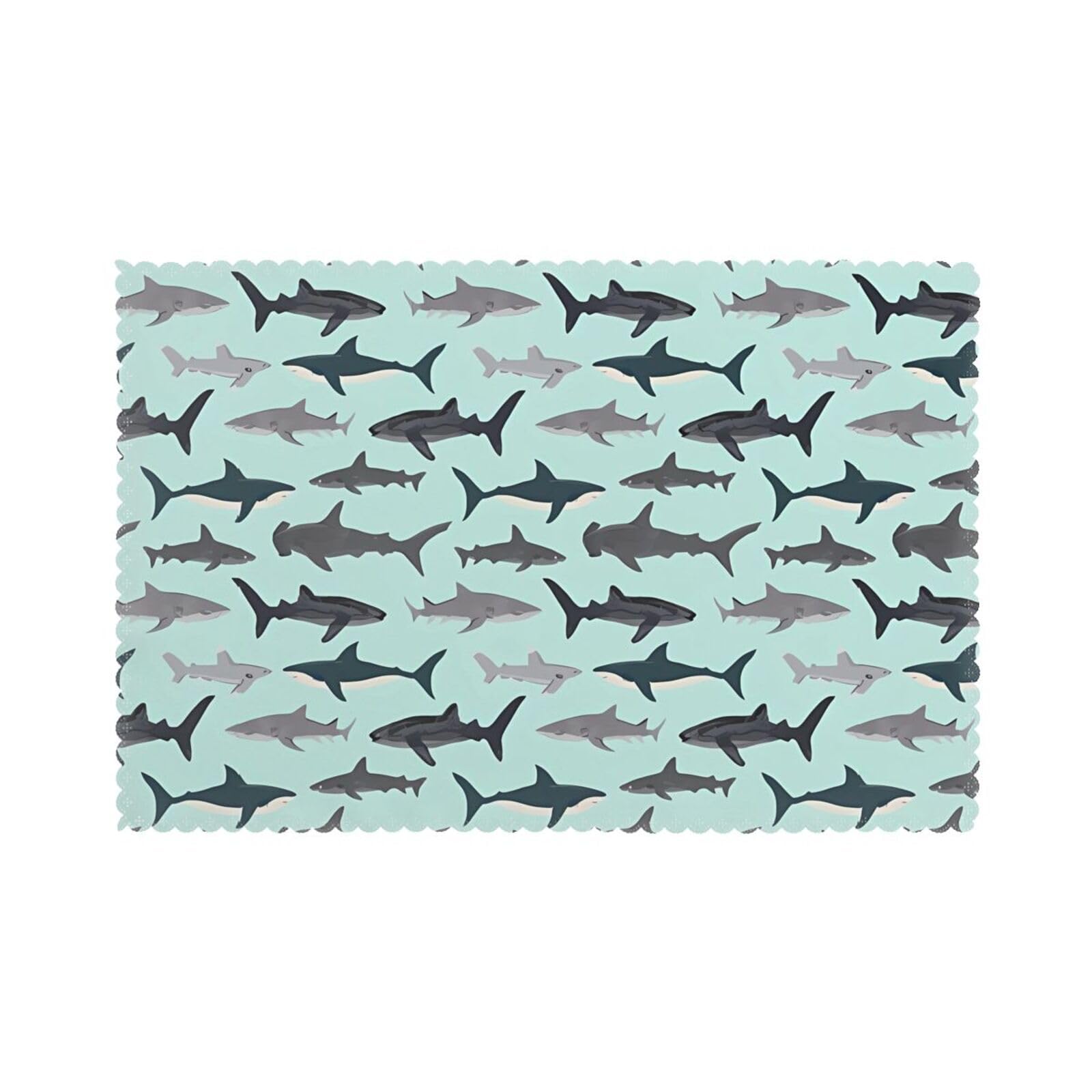 WHJSHOP Cartoon Sharks Prints Placemats Set of 6 12x18in – Transform Your Table into a Cozy Haven for Memorable Meals
