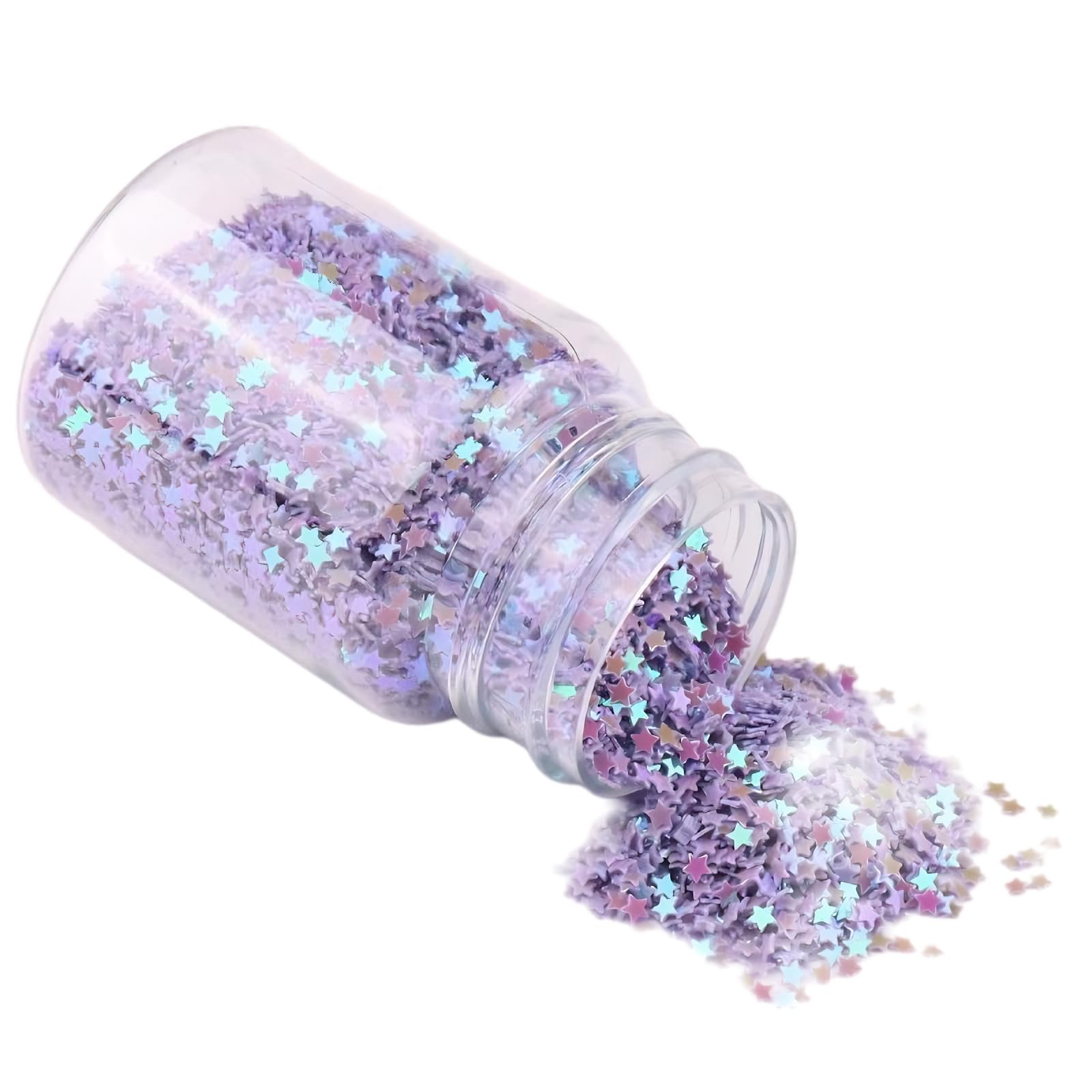 1 Bottle 3MM Holographic Star Sequins Glitter Star Confetti Iridescent Table Sequins for Nail Art Decoration, Scrapbooking, Purple