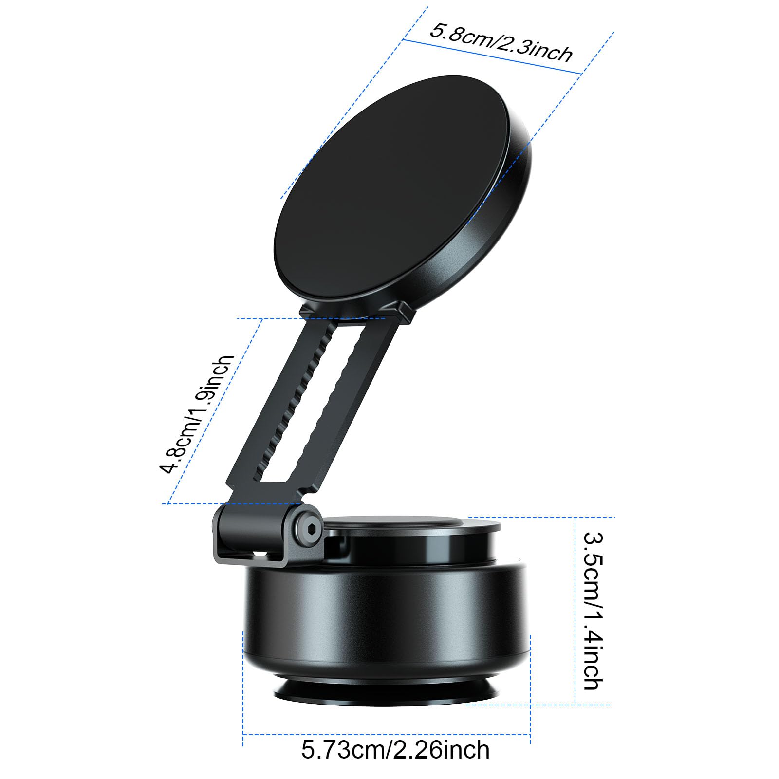 Soporte magnético para teléfono móvil para coche, rotación ajustable de 360 grados, soporte de teléfono eléctrico con ventosa al vacío con brazo extensible, compacto y portátil, manos libres, soporte