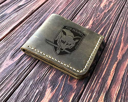 Fox Hound Leather Wallet Mens Metal Gear Solid, MGS Gift for Him, Foxhound Personalized Mens Wallet, Gamer Gift, Custom Leather Wallet Handmade Husband Gift Boyfriend Gift, Geek Gift k2752